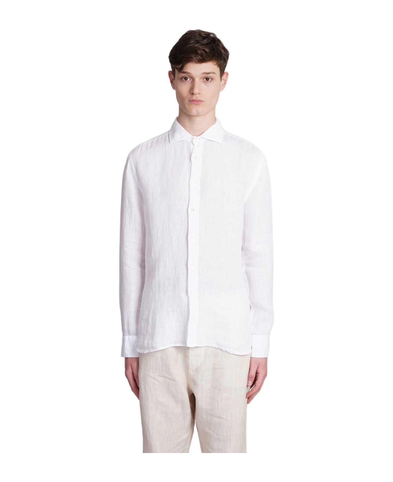 120% Lino Shirt In White Linen