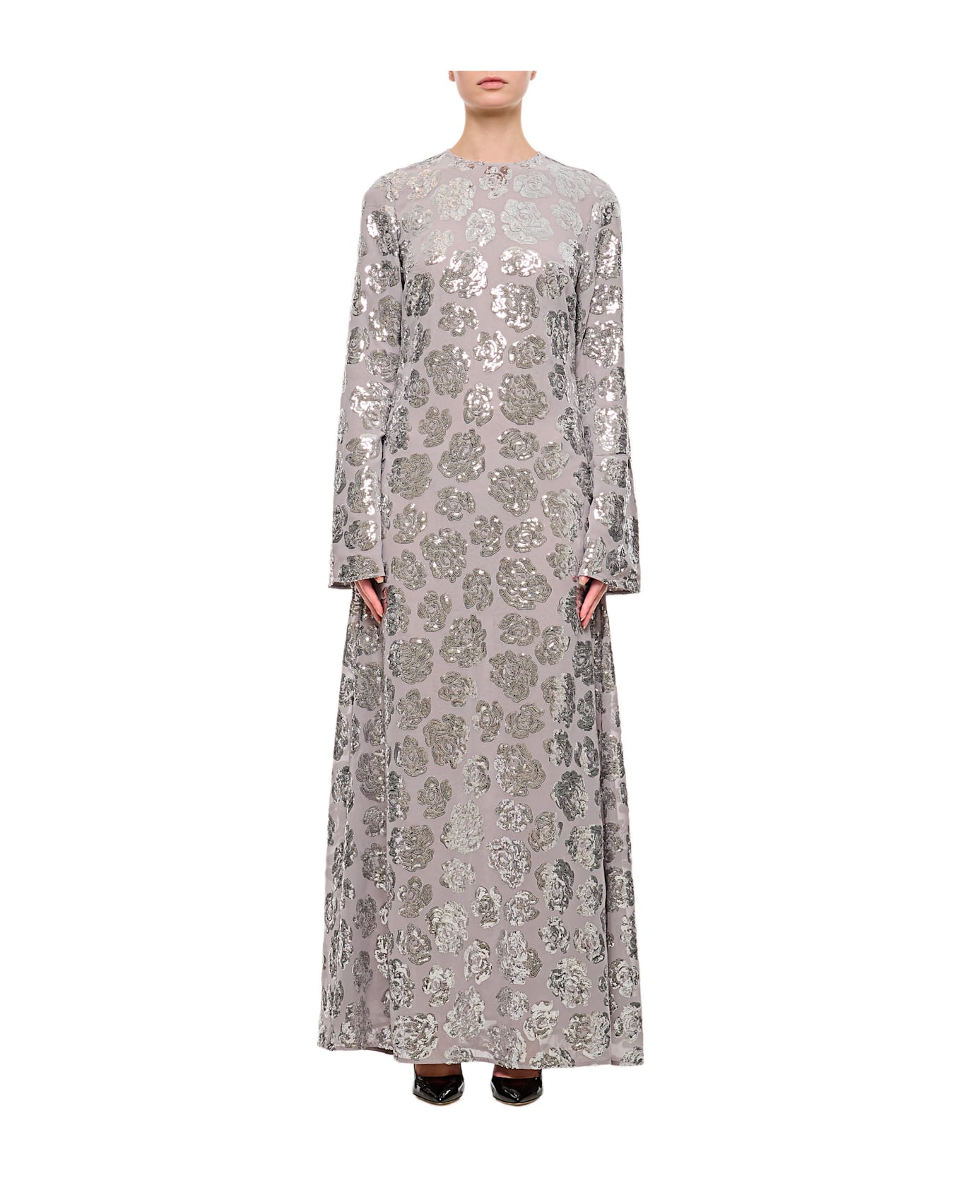 Rotate by Birger Christensen Sequin Chiffon Maxi Dress - Silver