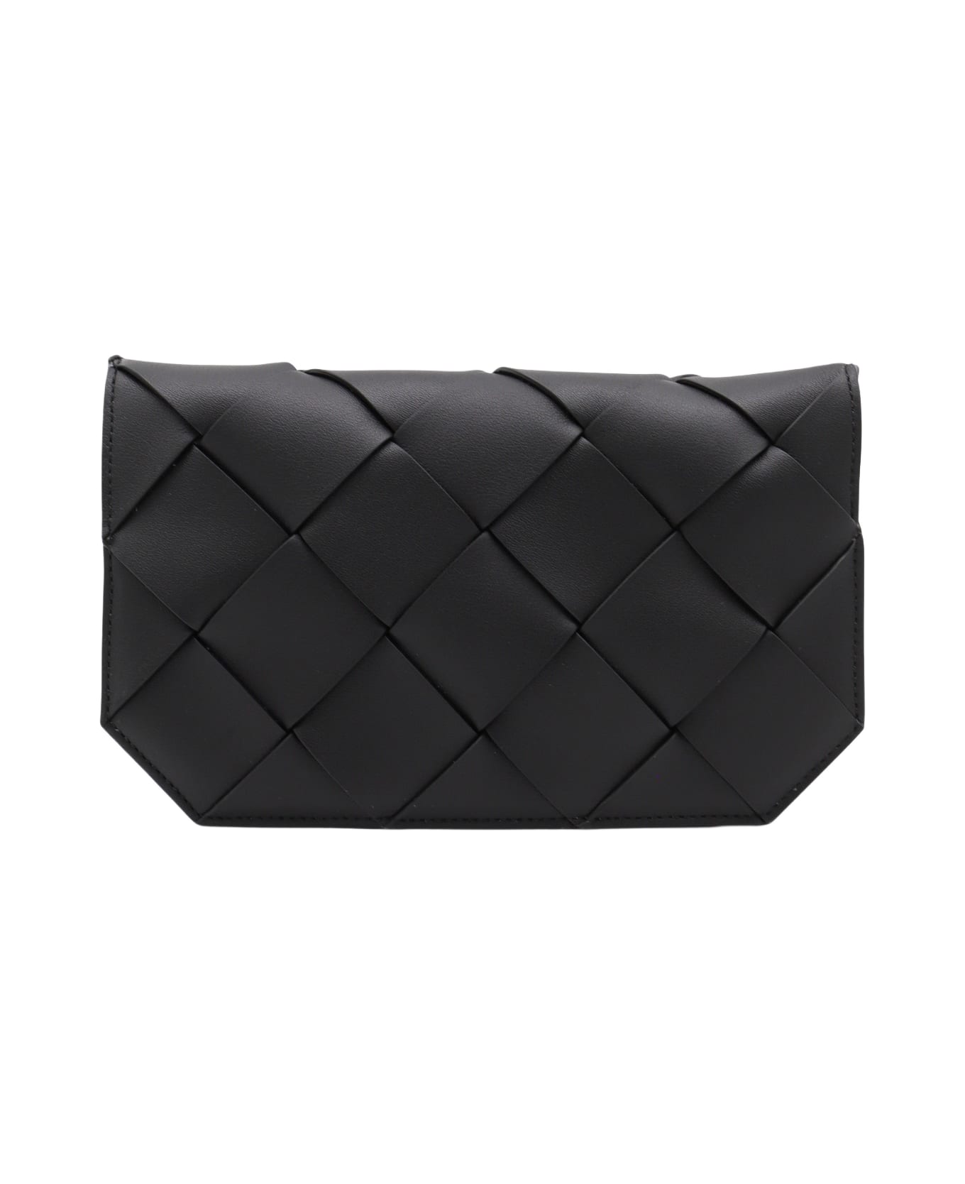 Bottega Veneta Black Leather Diago Pouch - Black