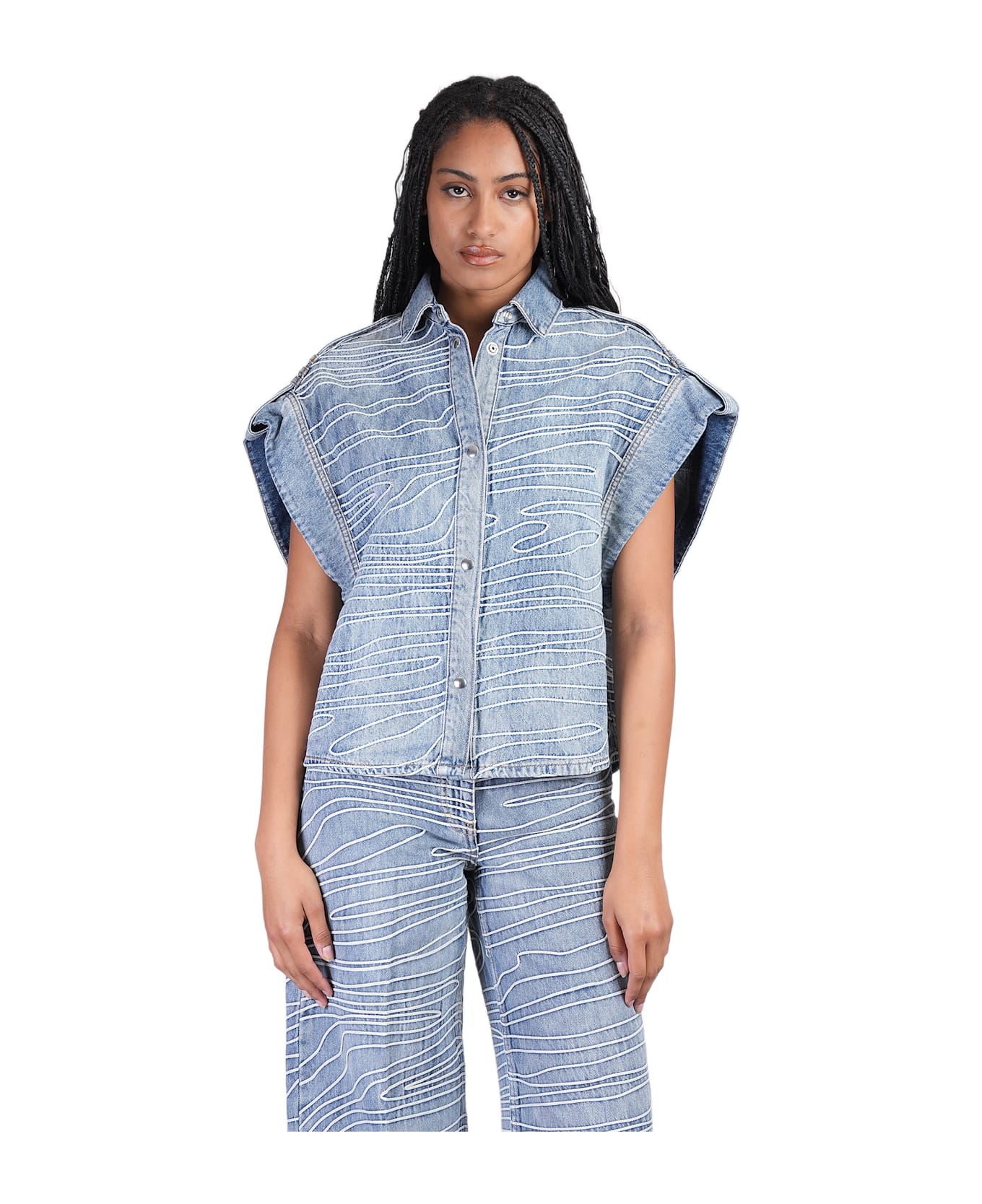 IRO Valentina Vest In Blue Cotton - blue