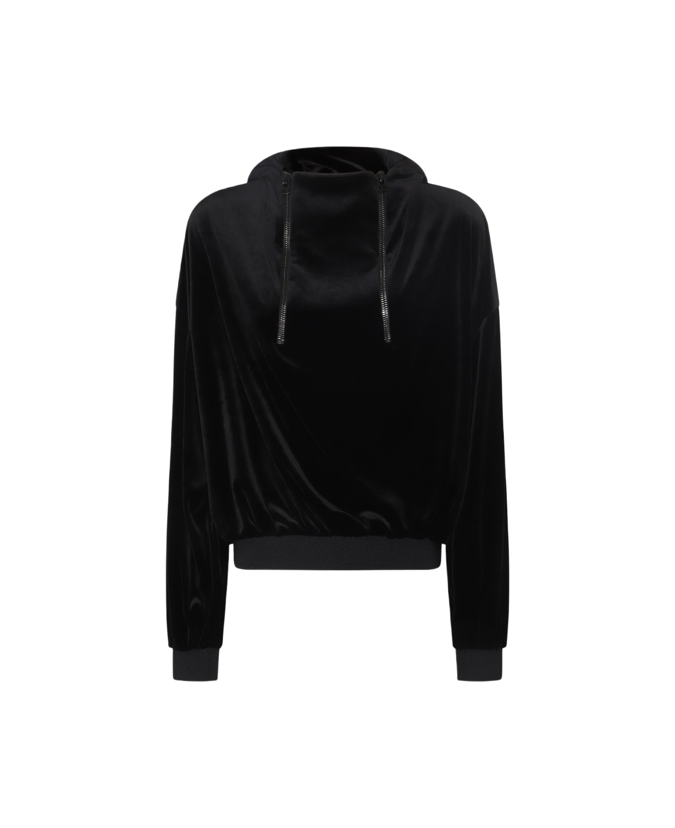 Tom Ford Black Stretch Lustrous Velour Sweatshirt - Black フリース
