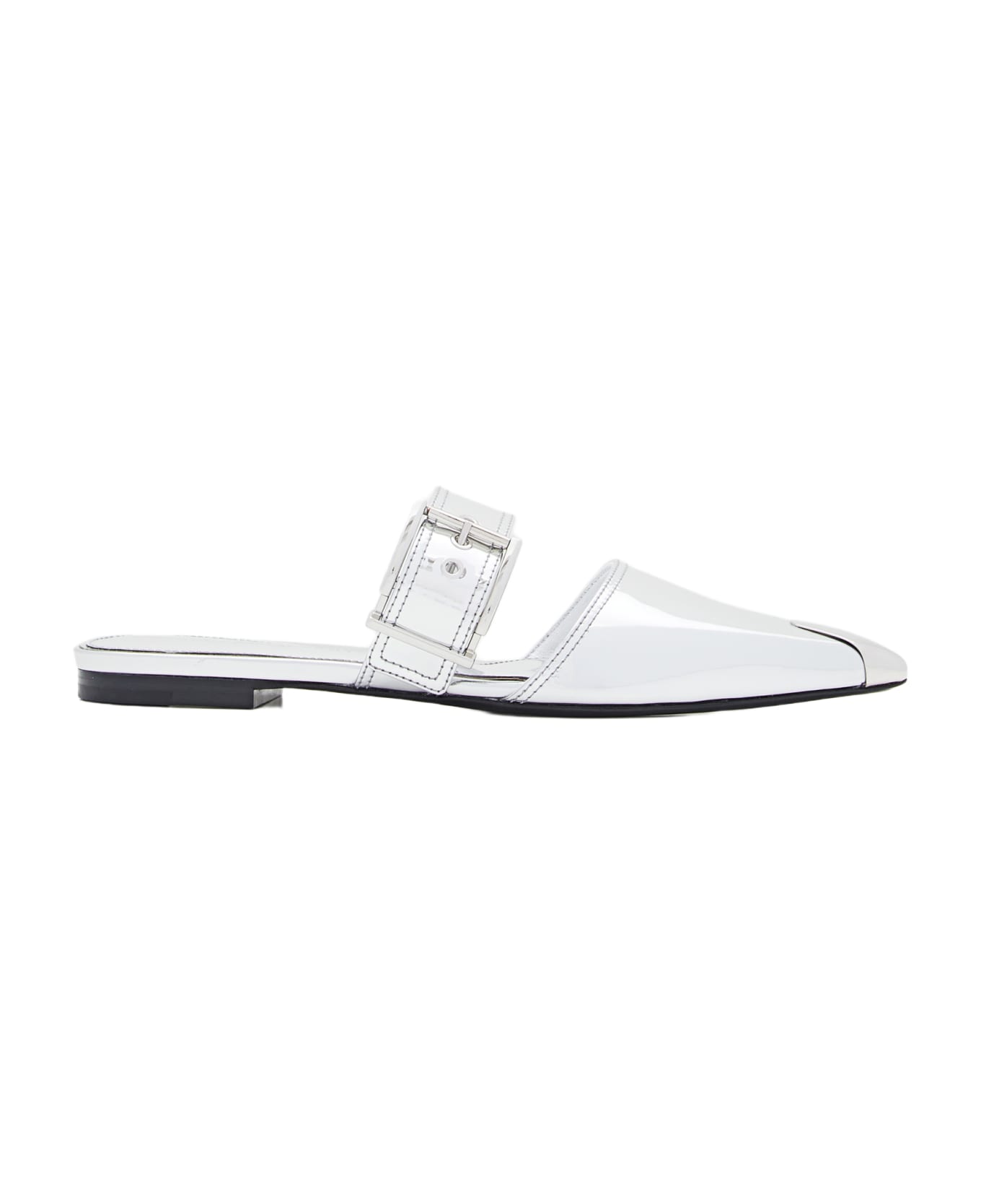 Alexander McQueen Mirror Pointed Open Back Sandals - Silver
