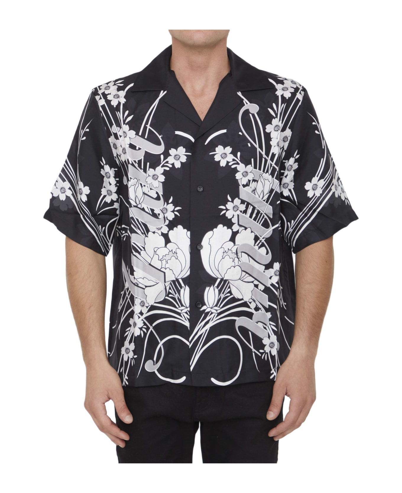 AMIRI Floral Bowling Shirt - BLACK シャツ