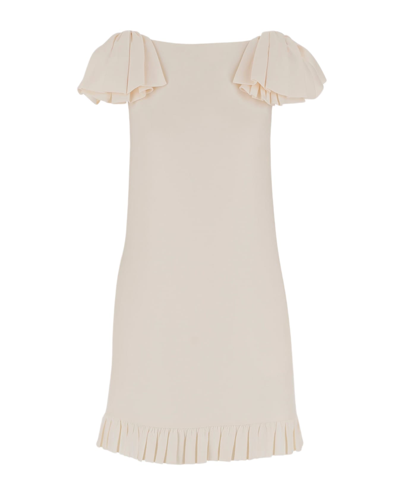 Valentino White Wool Mini Dress - Ivory