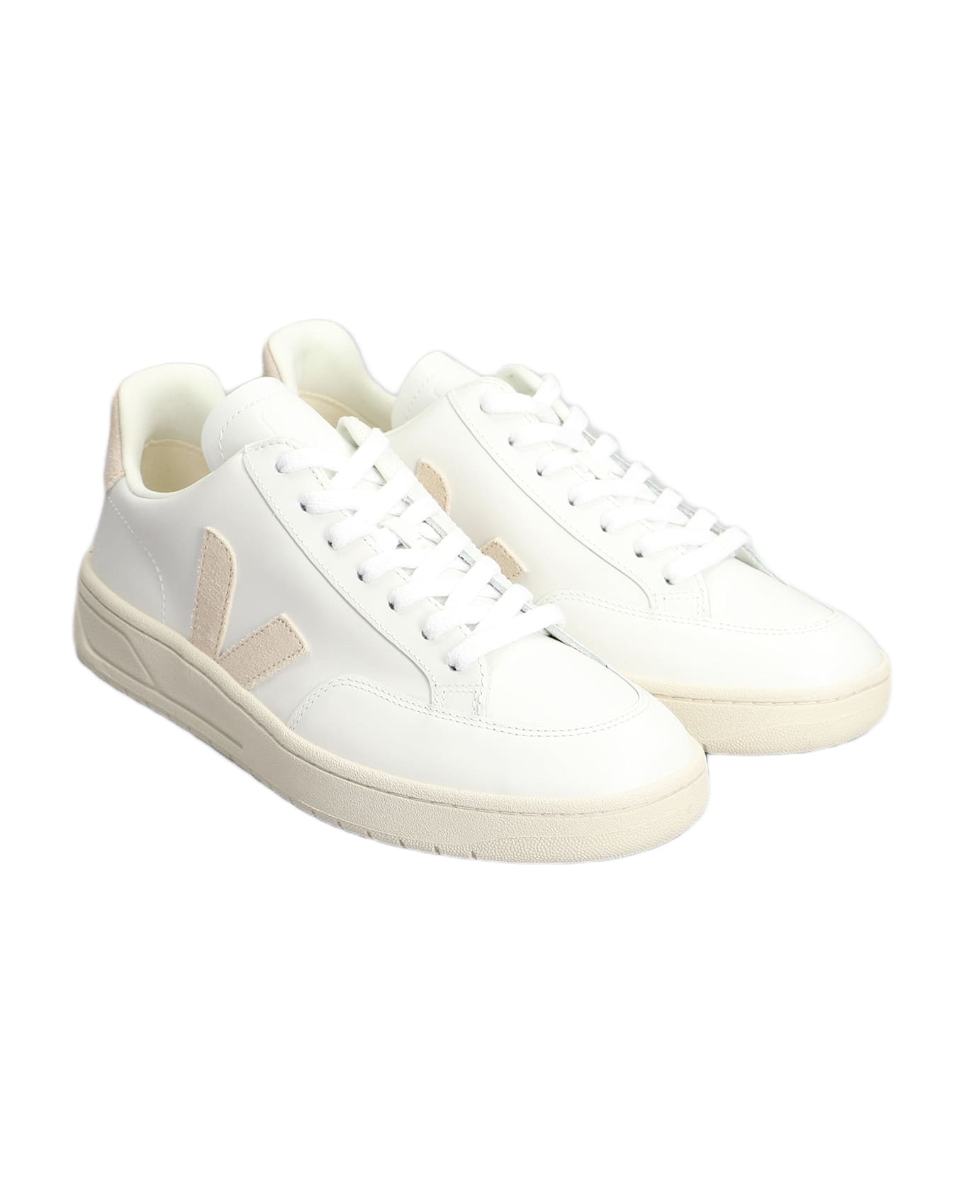 Veja V-12 Sneakers In White Leather - Bianco