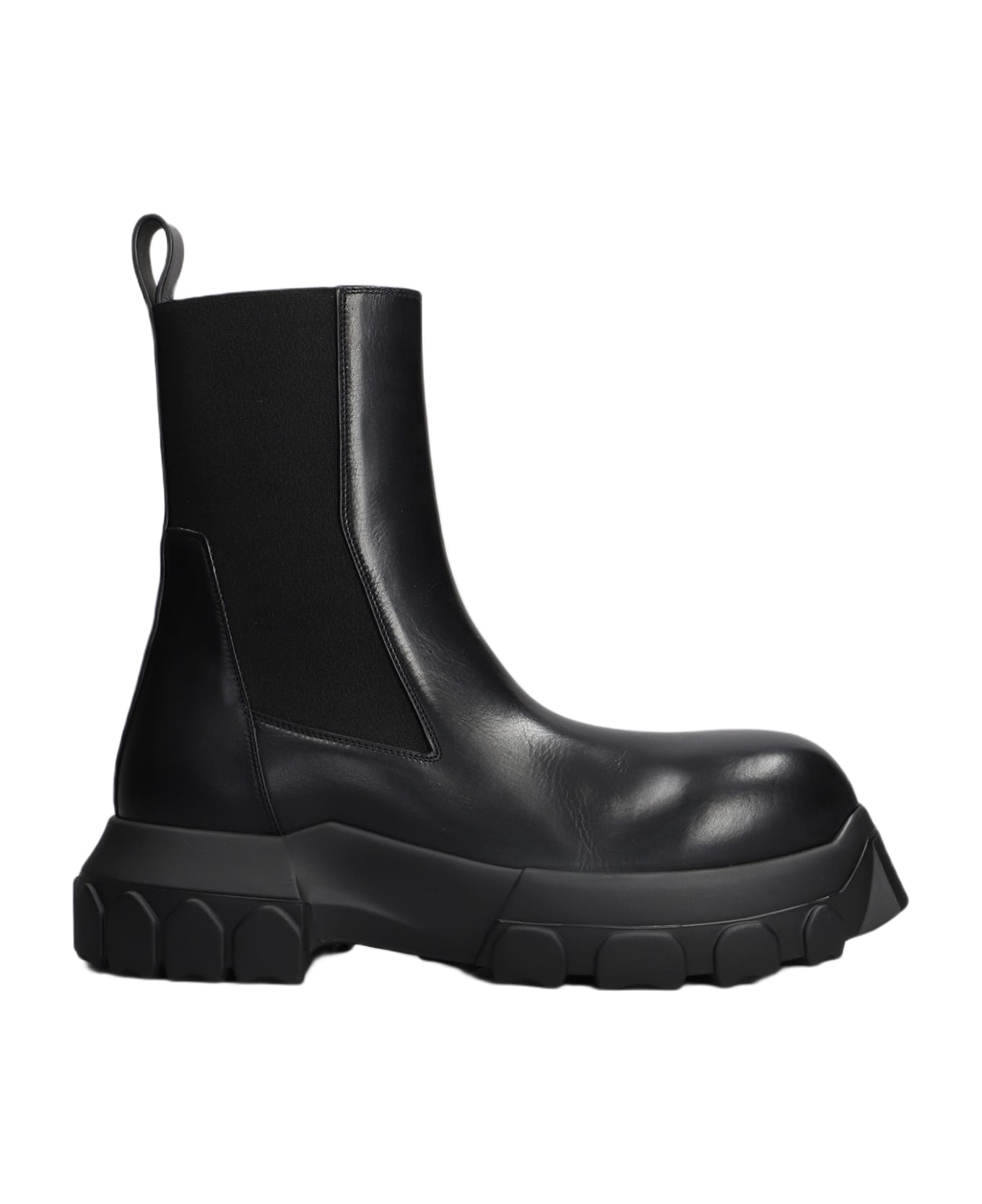 Rick Owens Beatle Bozo Tractor Combat Boots In Black Leather - black