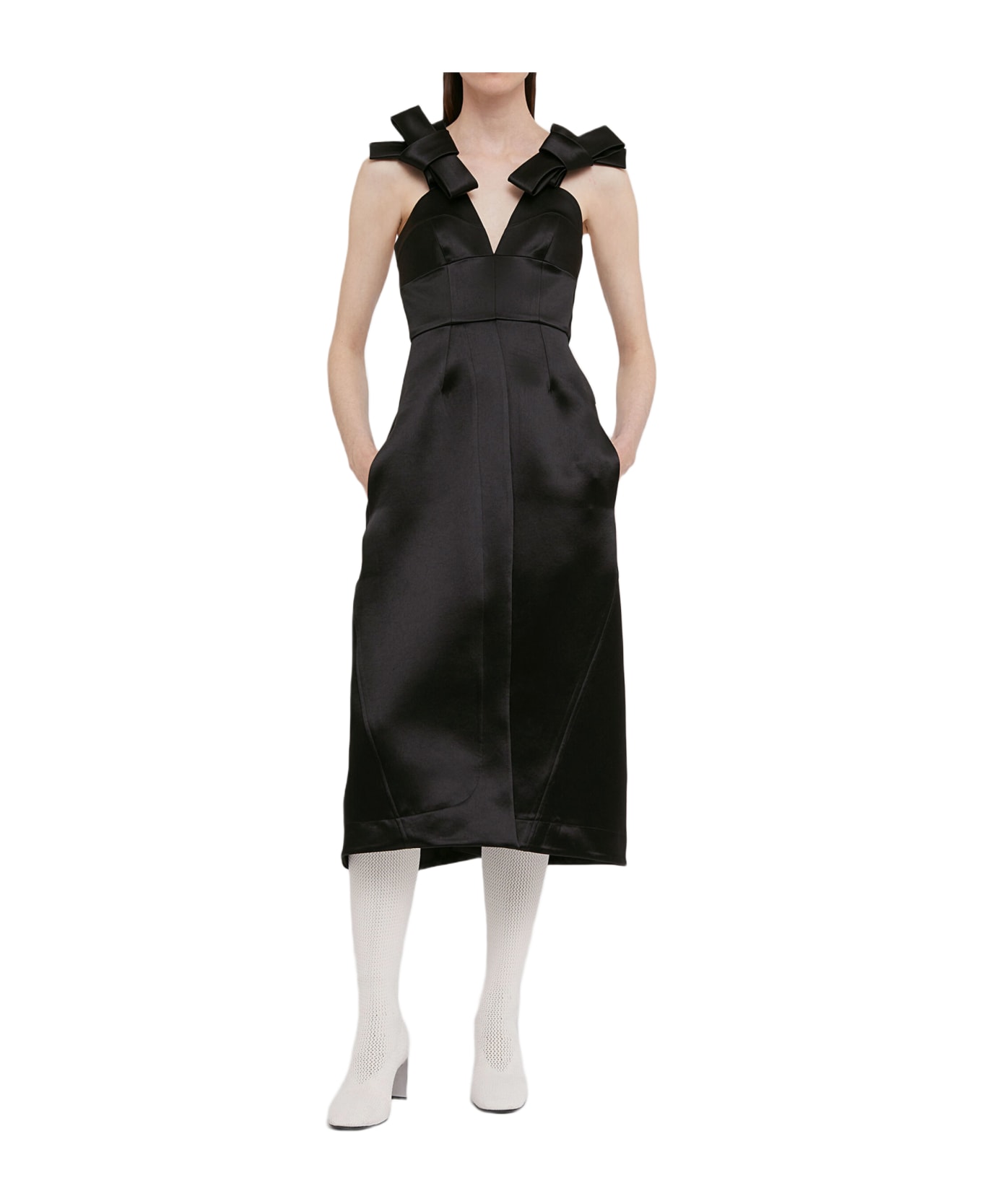 Jil Sander Black Satin Dress - BLACK ワンピース＆ドレス