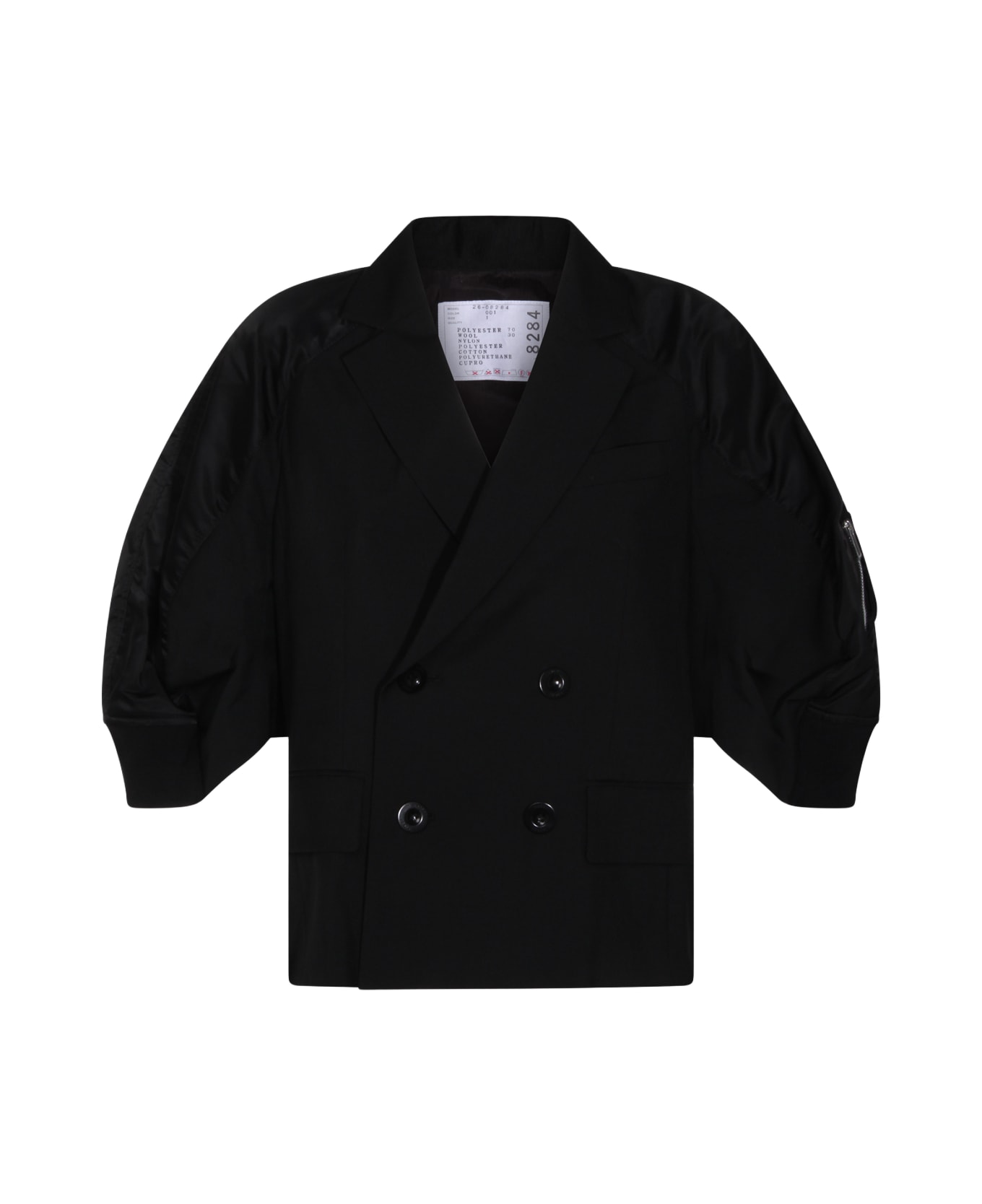 Sacai Black Wool Blend Blazer - Black