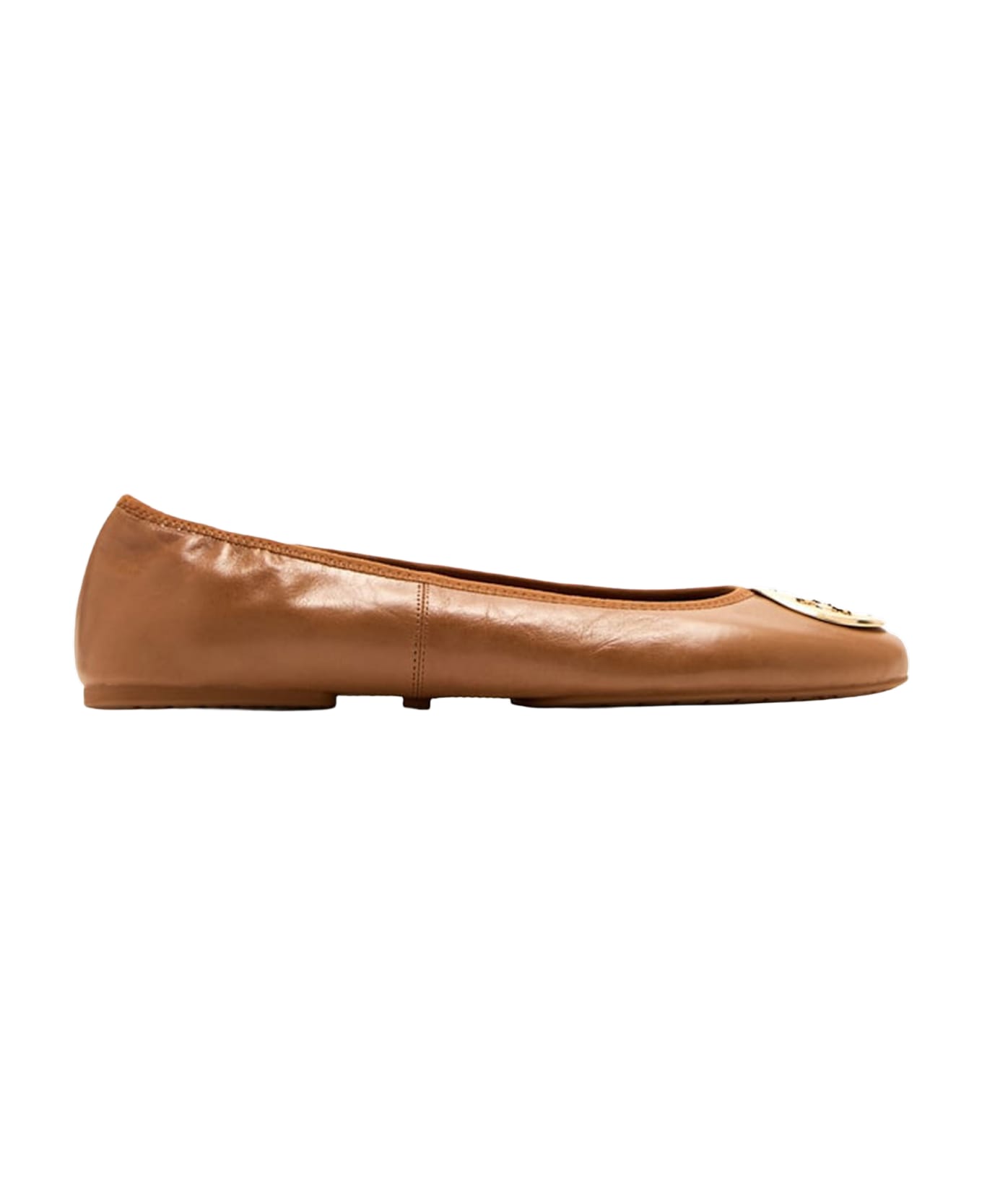 Tory Burch Reva Nappa Leather Ballerina Flats - Beige