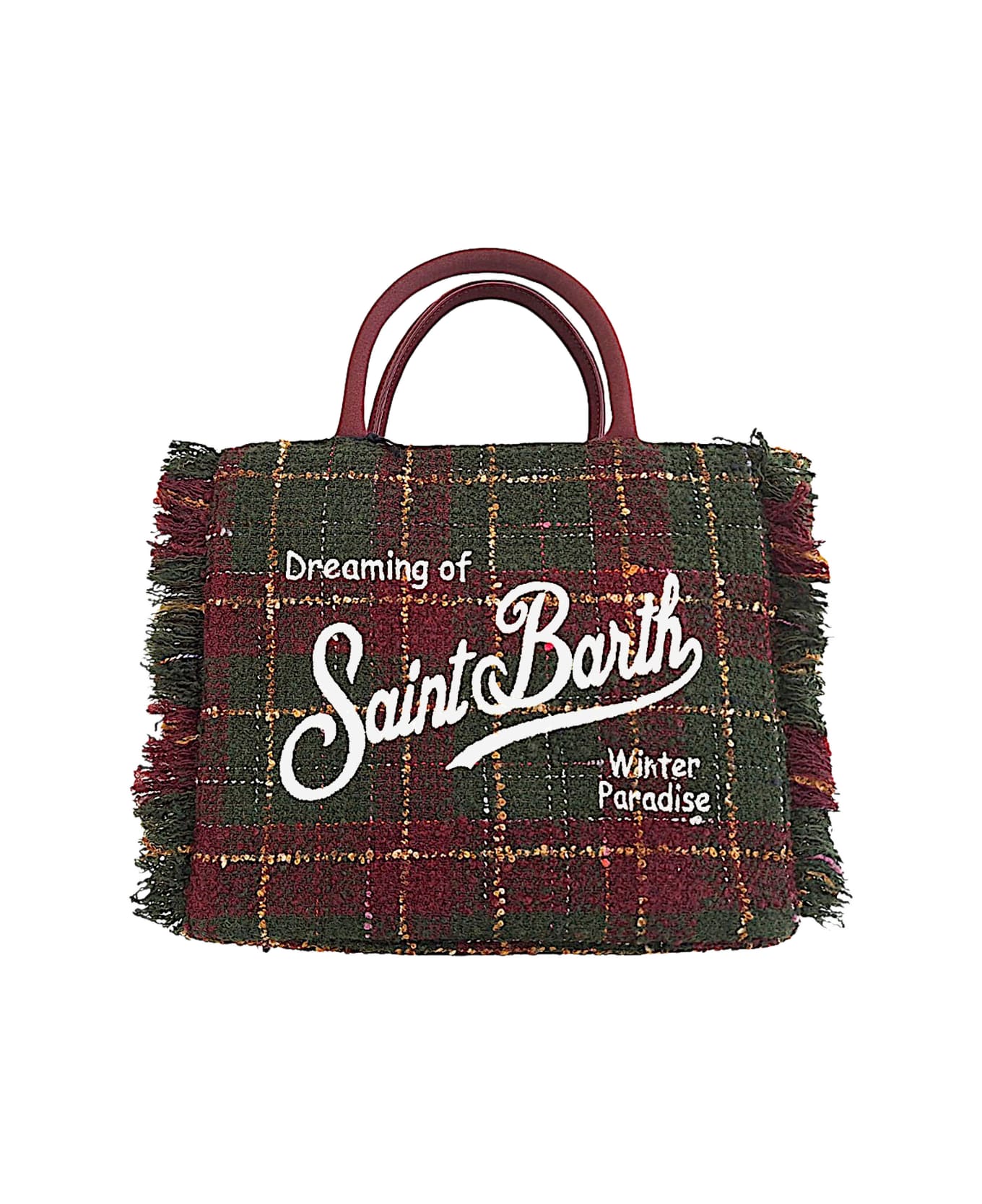 MC2 Saint Barth Colette Bag In Checked Wool Blend - Red