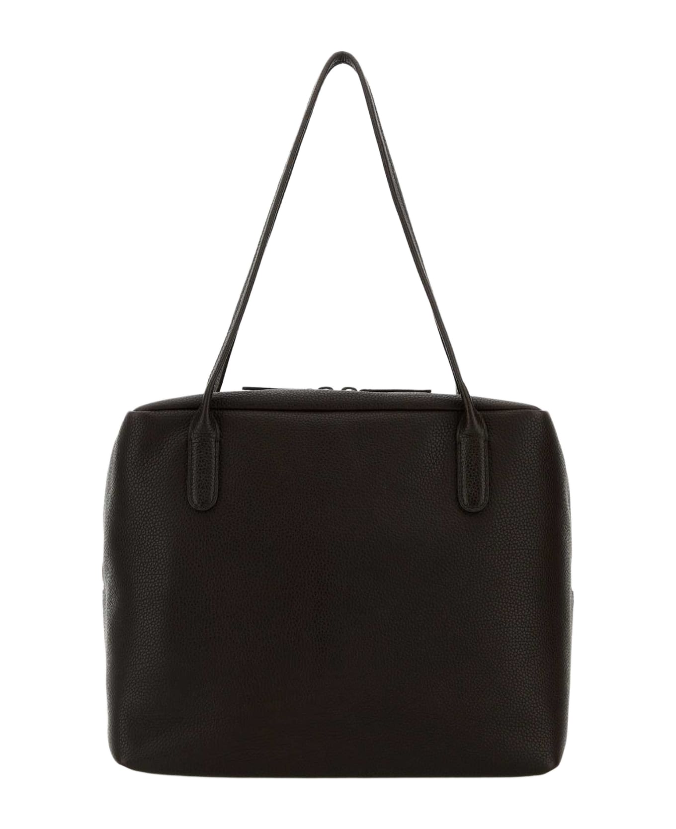 The Row Dark Brown Leather Henri Shoulder Bag - BRUNETTEANS