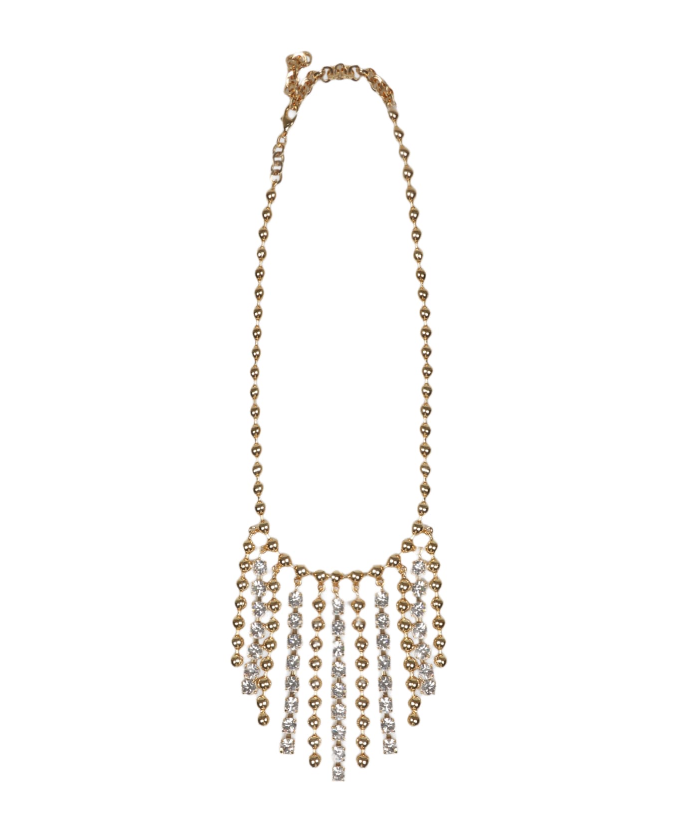 Alessandra Rich Crystal And Chain Fringes Necklace - Metallic