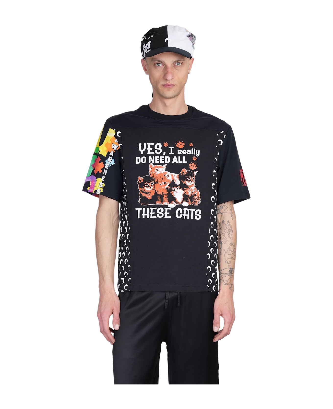 Marine Serre T-shirt In Black Cotton - black