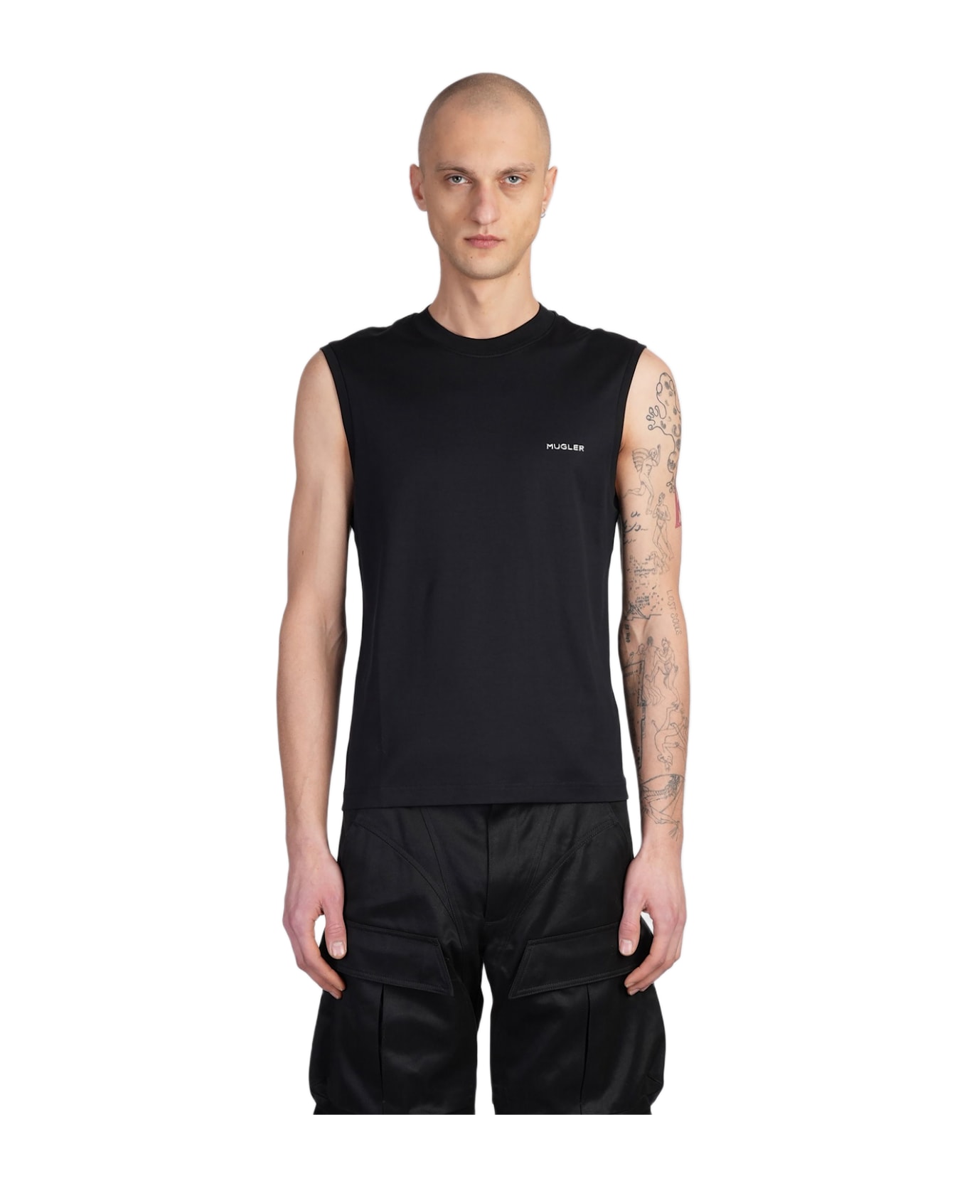 Mugler Tank Top In Black Cotton - black
