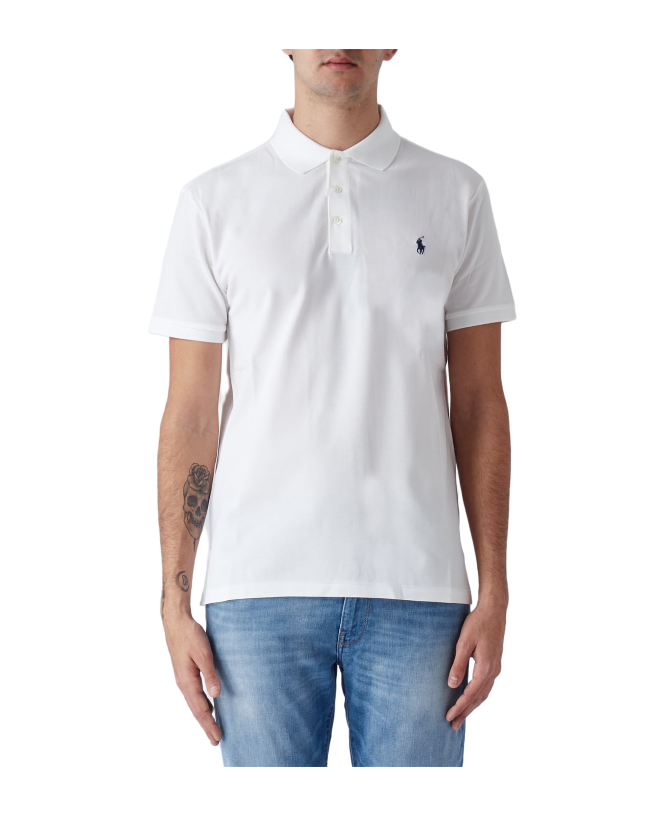 Polo Ralph Lauren White Slim Fit Polo Shirt With Contrasting Pony - 008