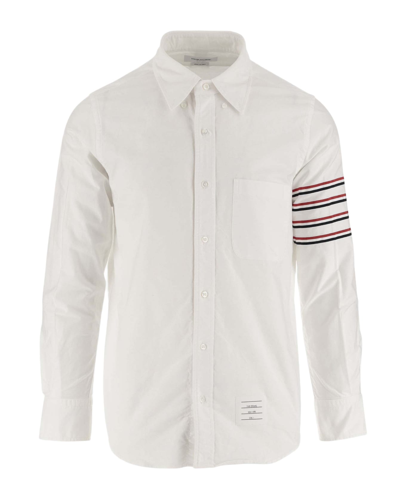 Thom Browne 4 Bar Tricolor Cotton Shirt - White