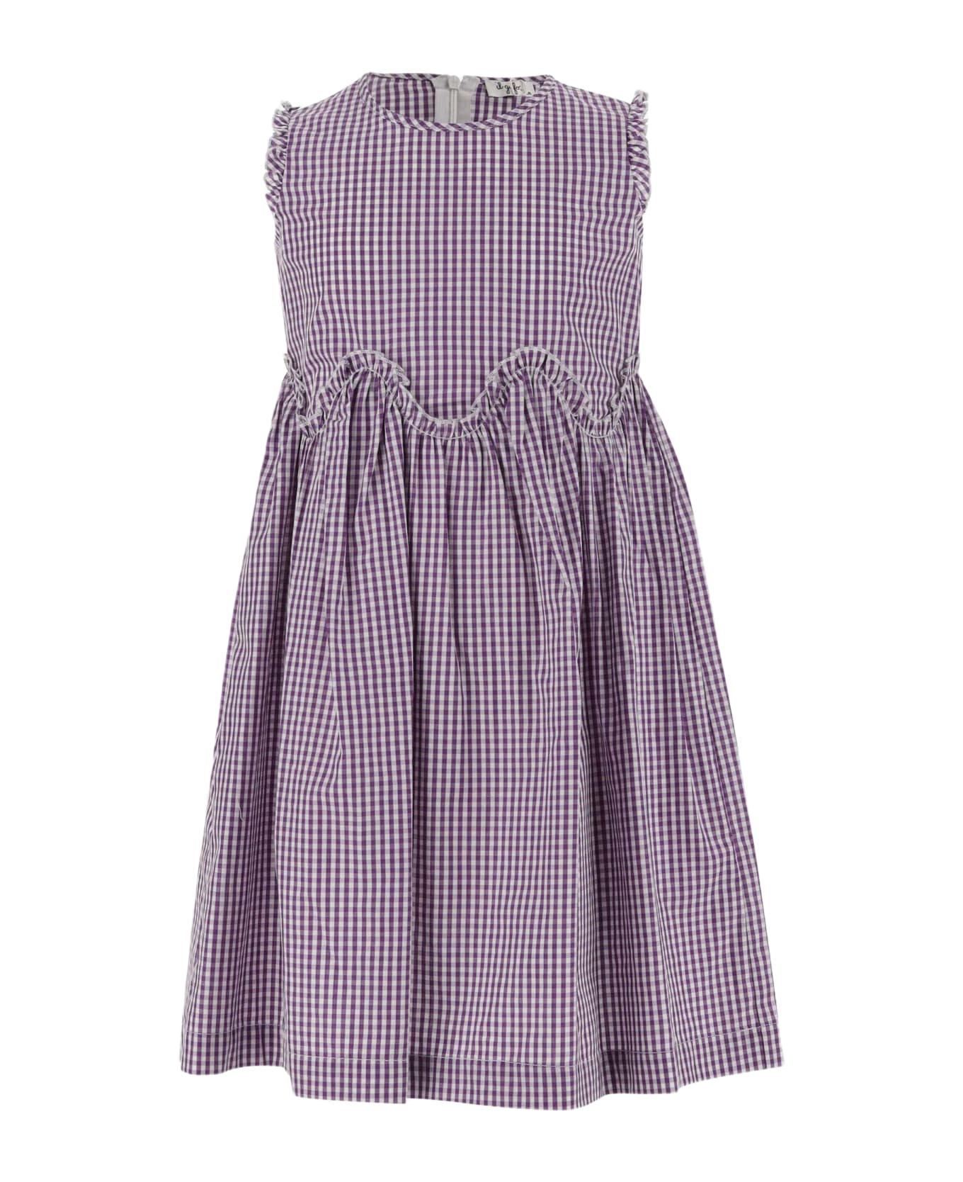 Il Gufo Cotton Dress With Vichy Print - Purple ワンピース＆ドレス