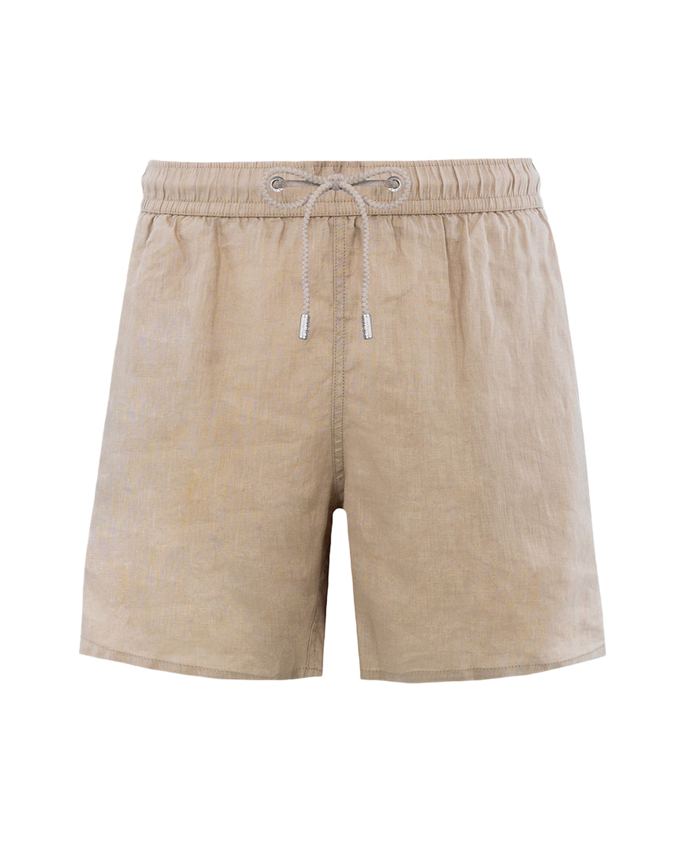 MC2 Saint Barth Man Beige Linen Swim Shorts - WHITE