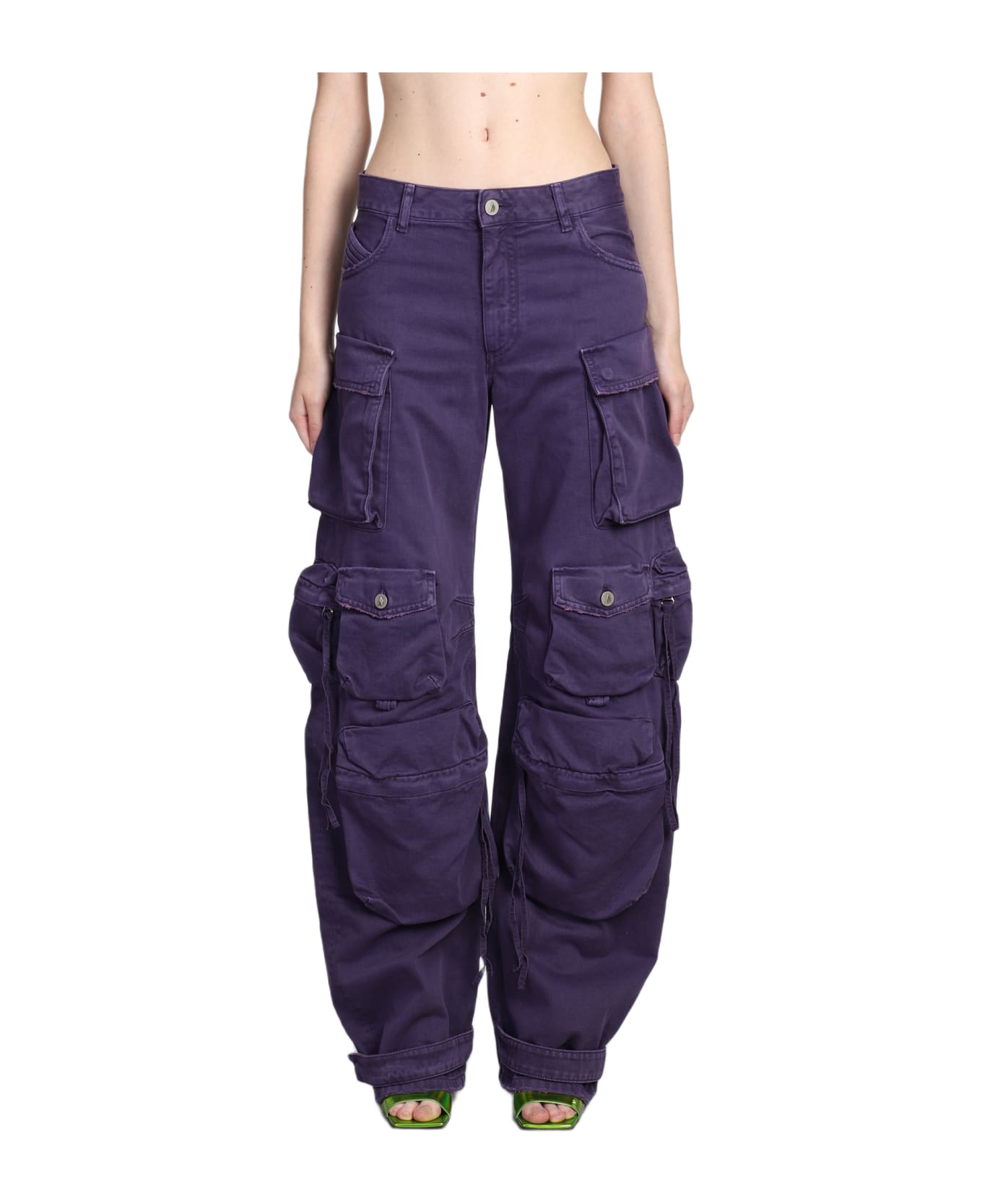 The Attico Fern Pants In Viola Cotton - PURPLE