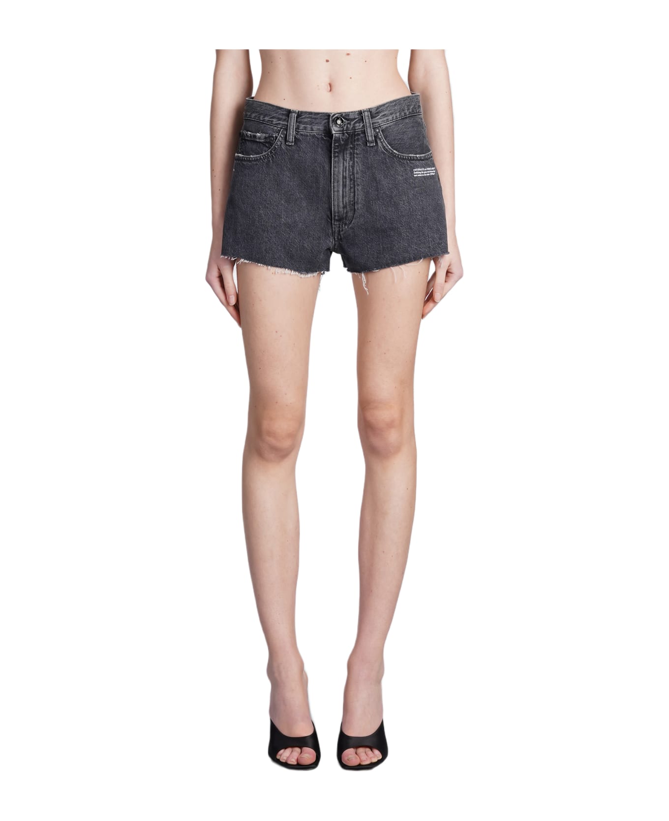 Off-White Shorts In Grey Denim - grey