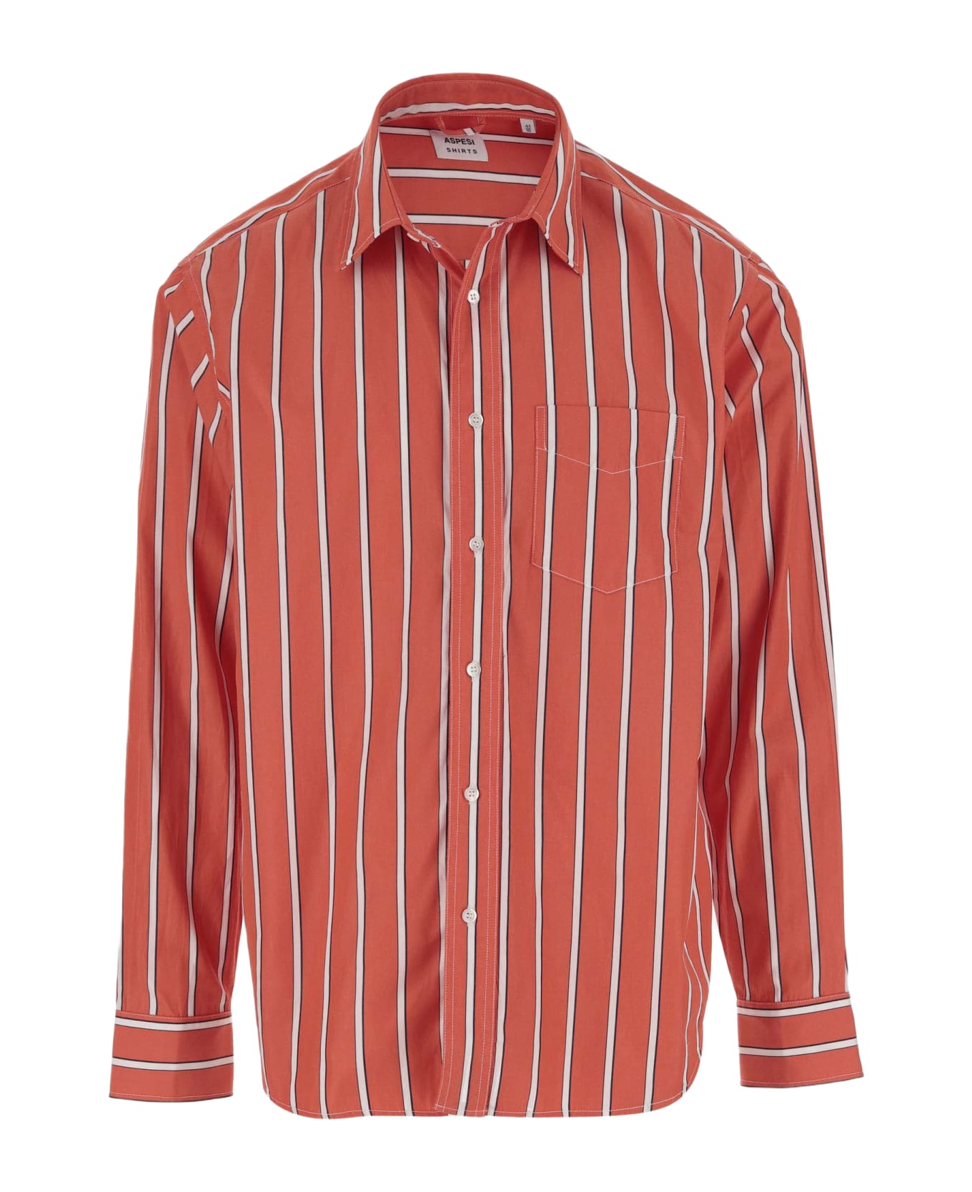 Aspesi Cotton Shirt With Striped Pattern - Red