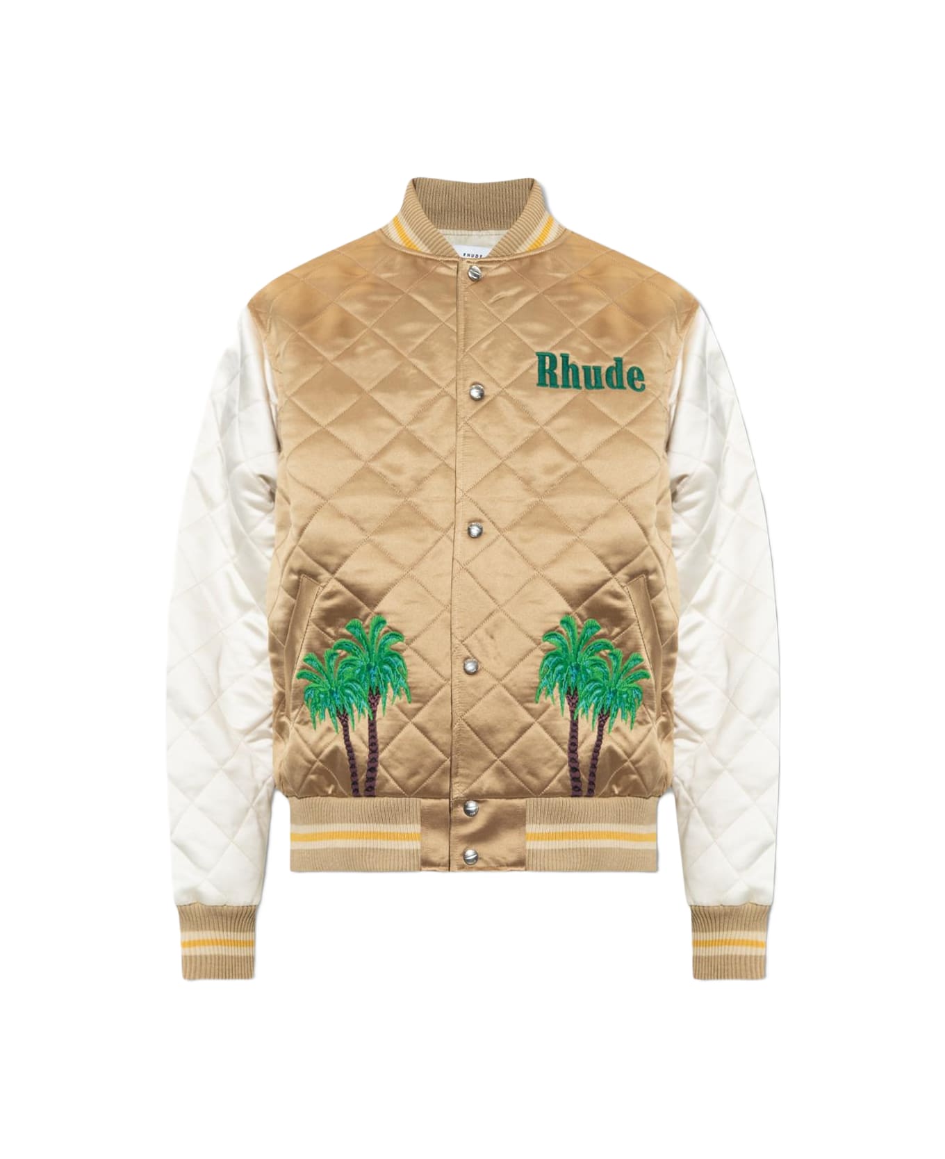 Rhude Quilted Bomber Jacket - BROWN/NEUTRALS