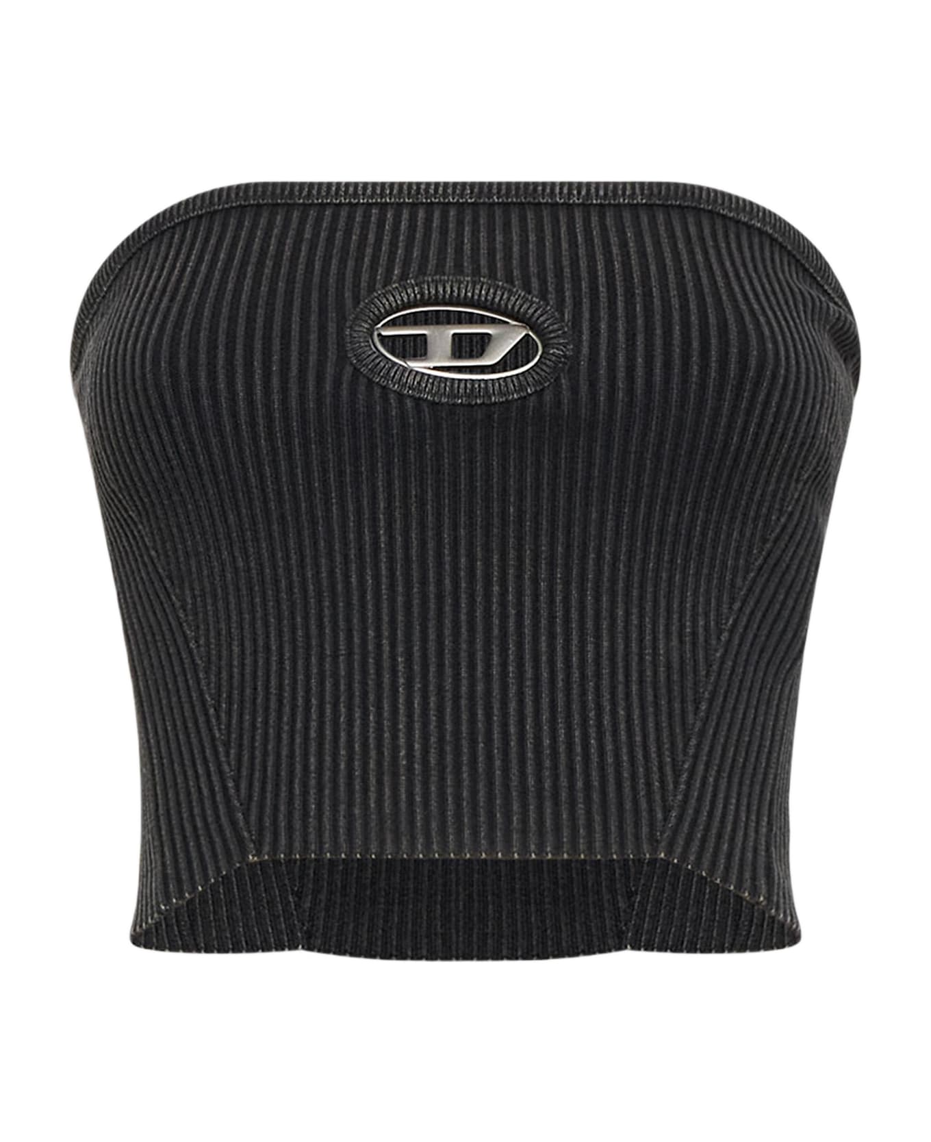 ★DIESEL★ M Clarksvillex C Knit Caviar A148130AKBQ900 A1481 Women's Knit tube top with cut-out logo | Black | Diesel