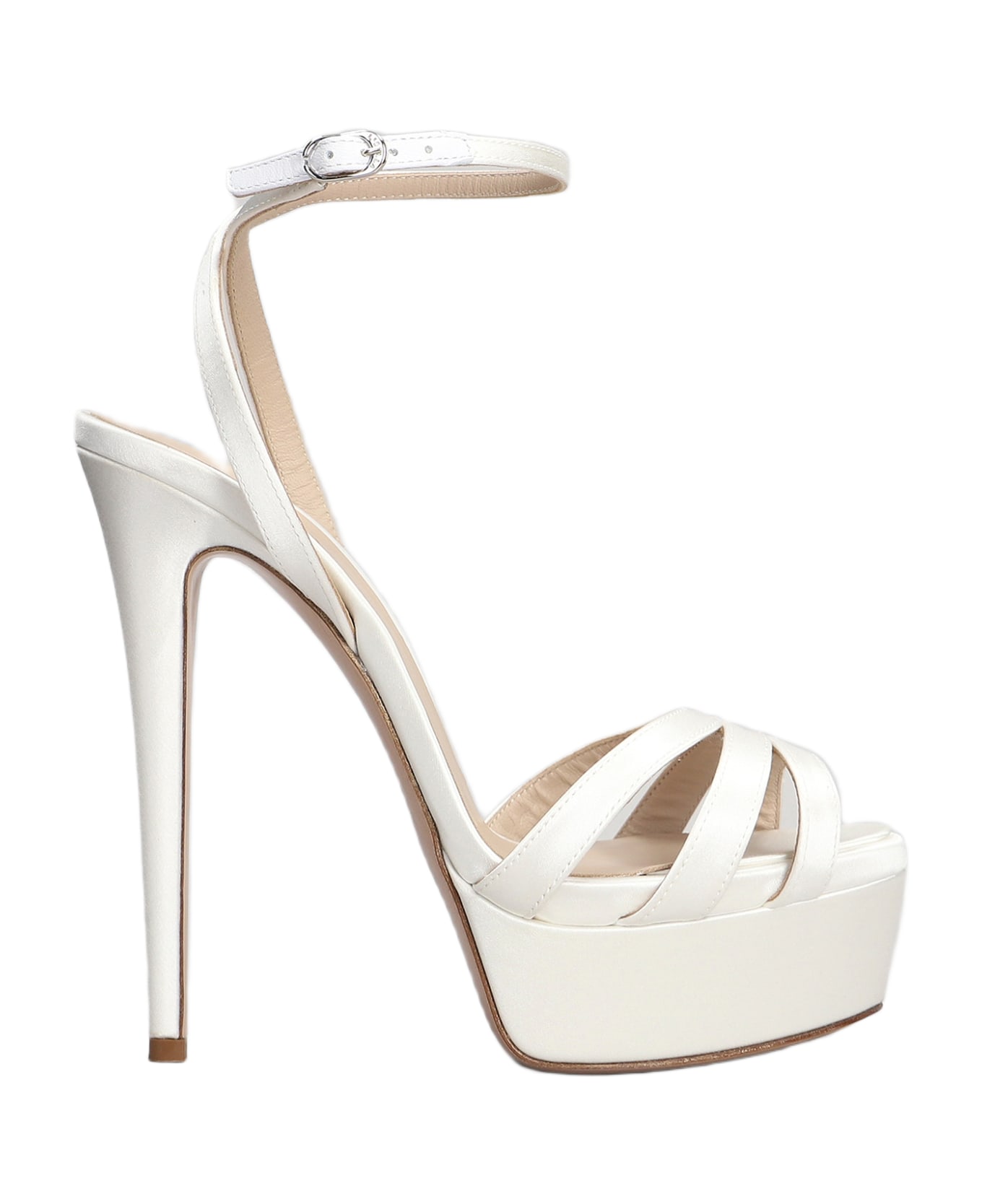 Le Silla Lola Sandals In White Satin - white
