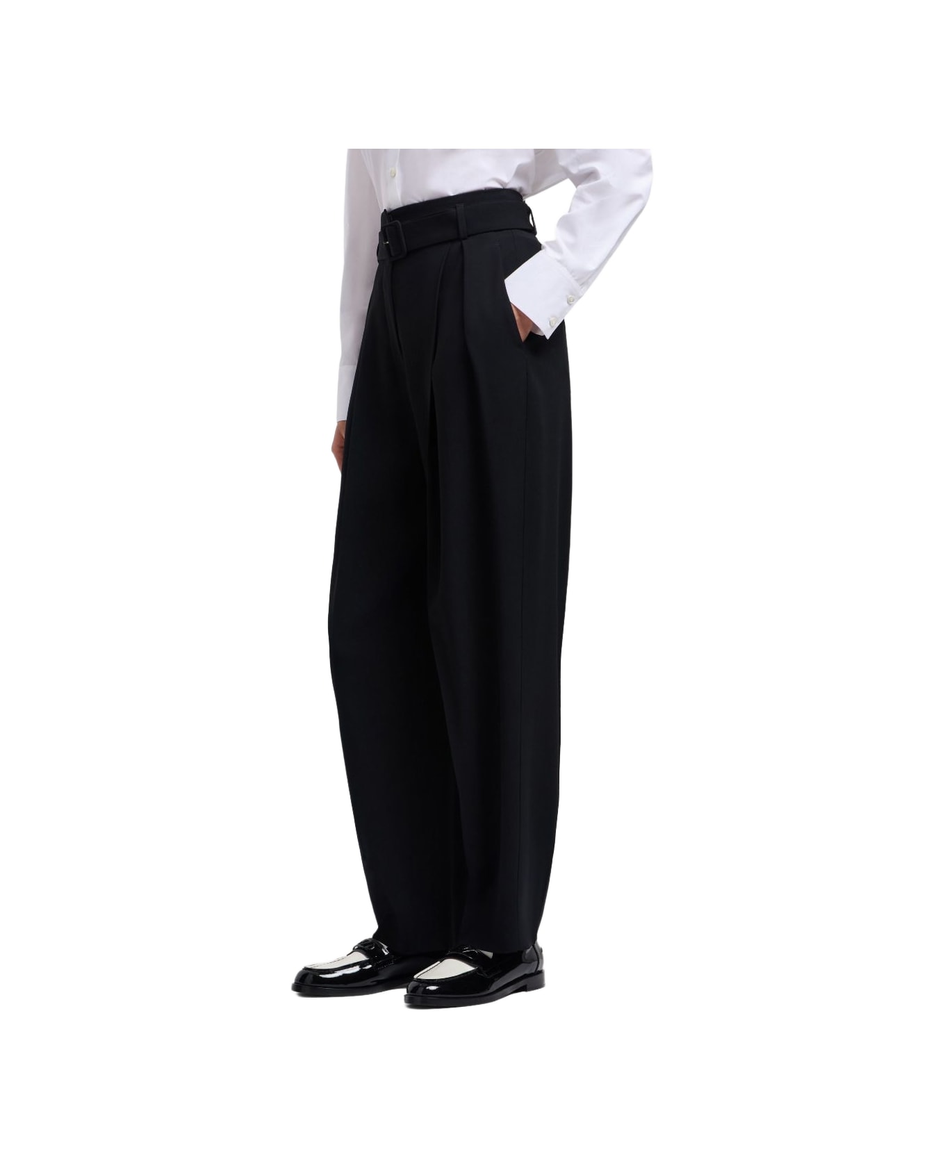 Emporio Armani Belted Trousers - Black
