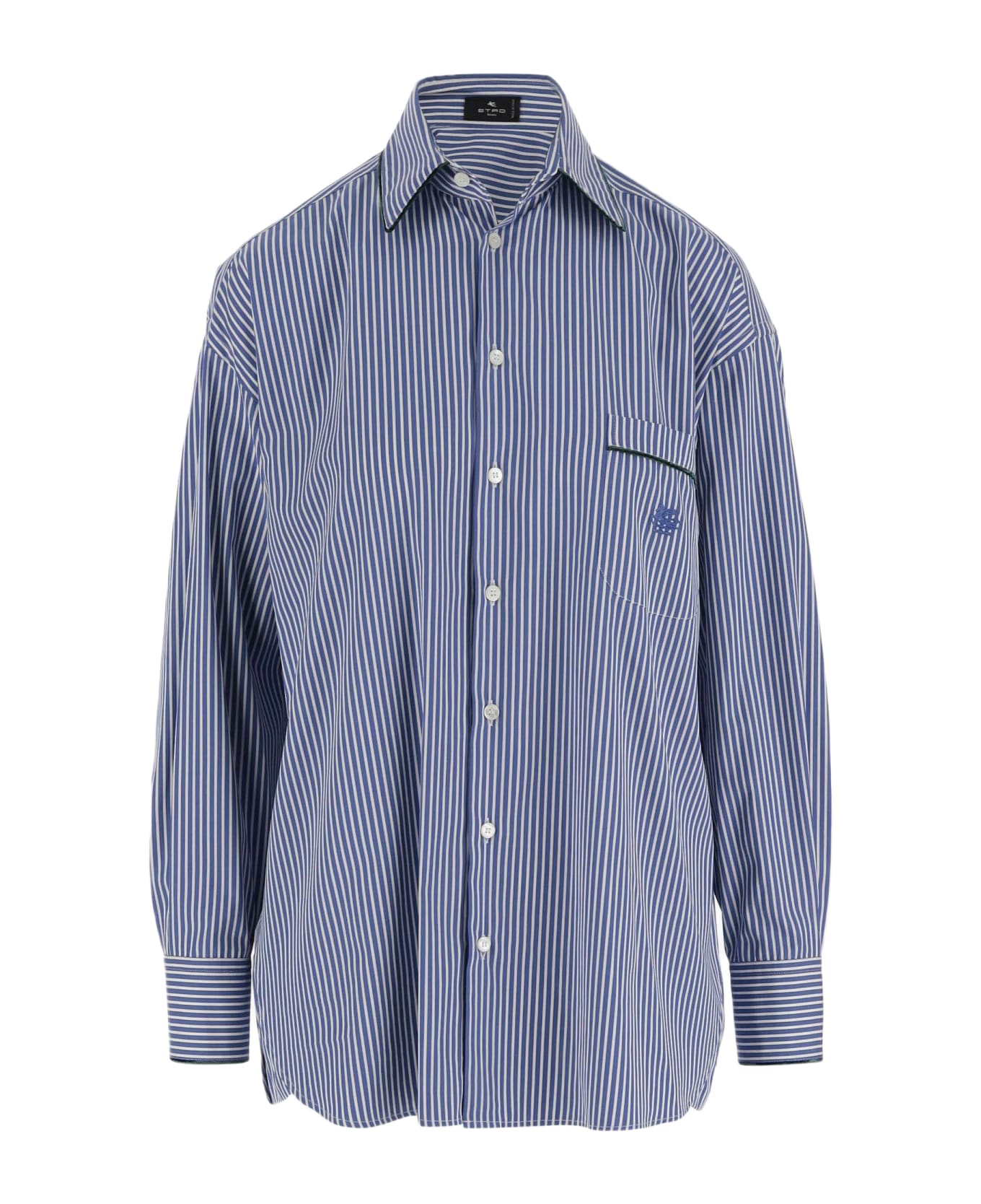 Etro Striped Cotton Shirt With Logo - Red