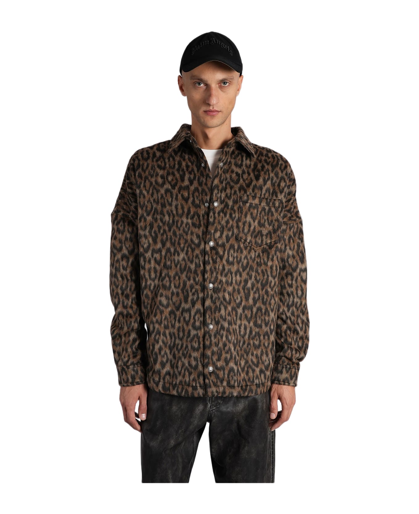 Palm Angels Casual Jacket In Animalier Acrylic - Animalier