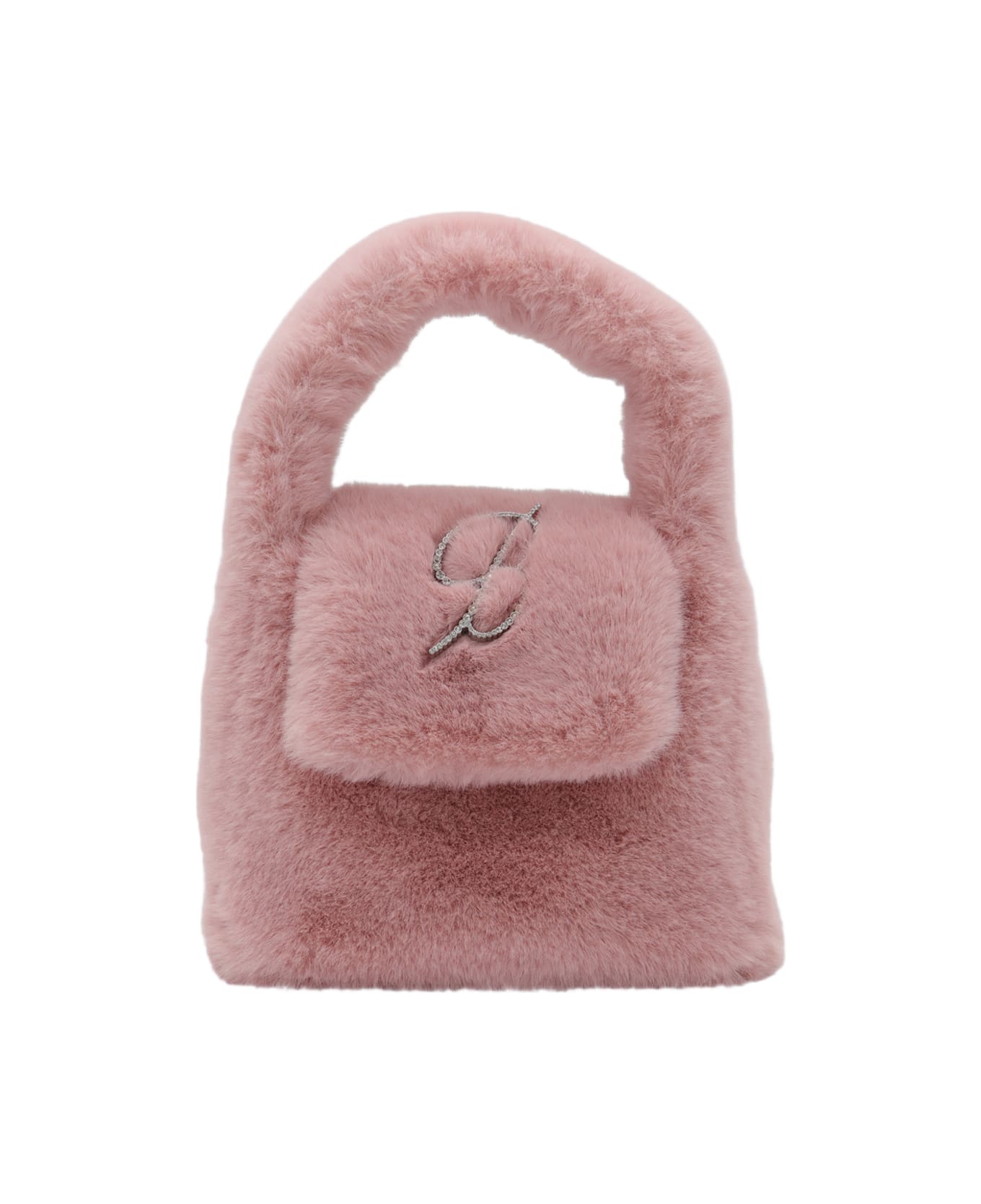 Blumarine Chalk Pink Faux Fur Monogram B Bag - CHALK PINK