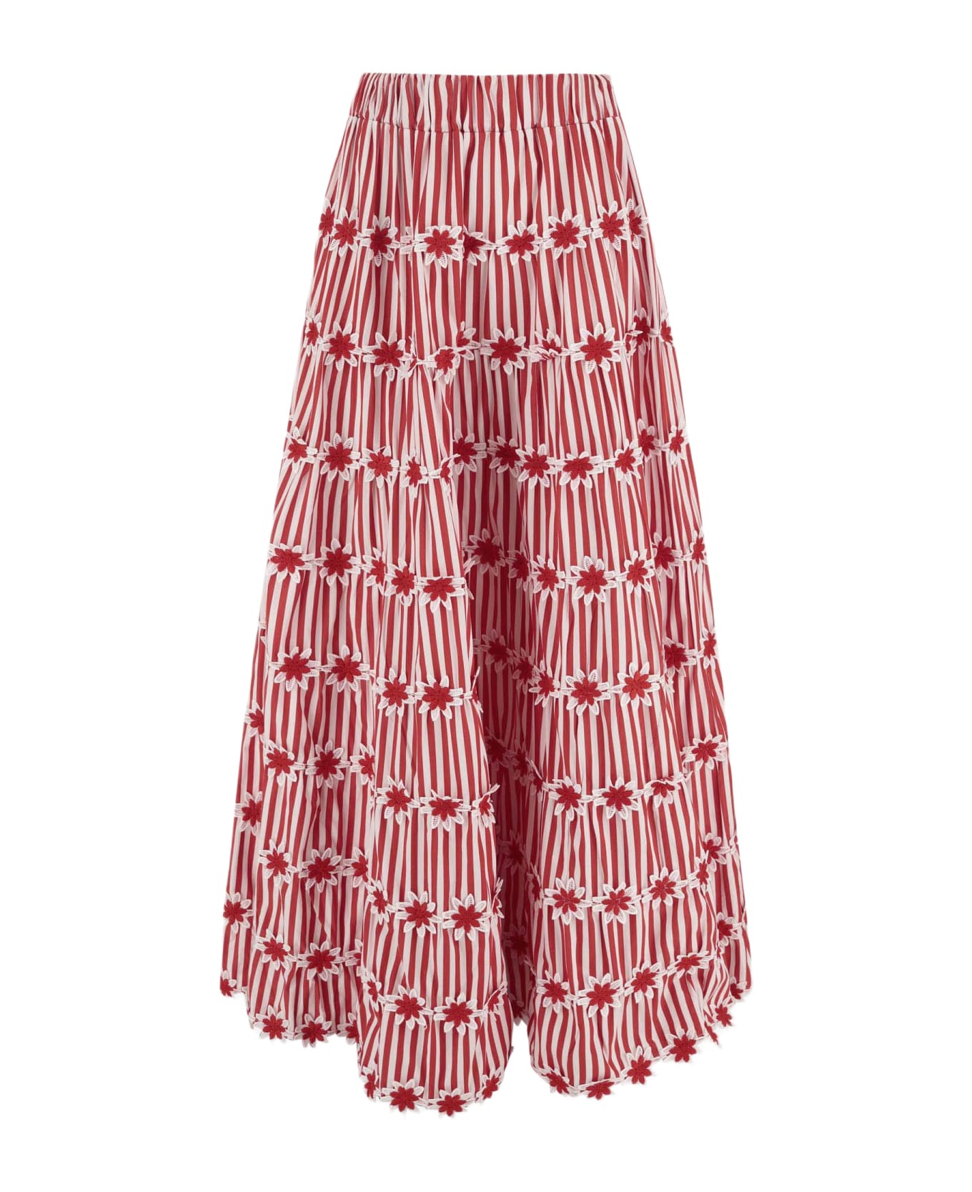 Flora Sardalos Cotton Skirt With Striped Pattern - Red