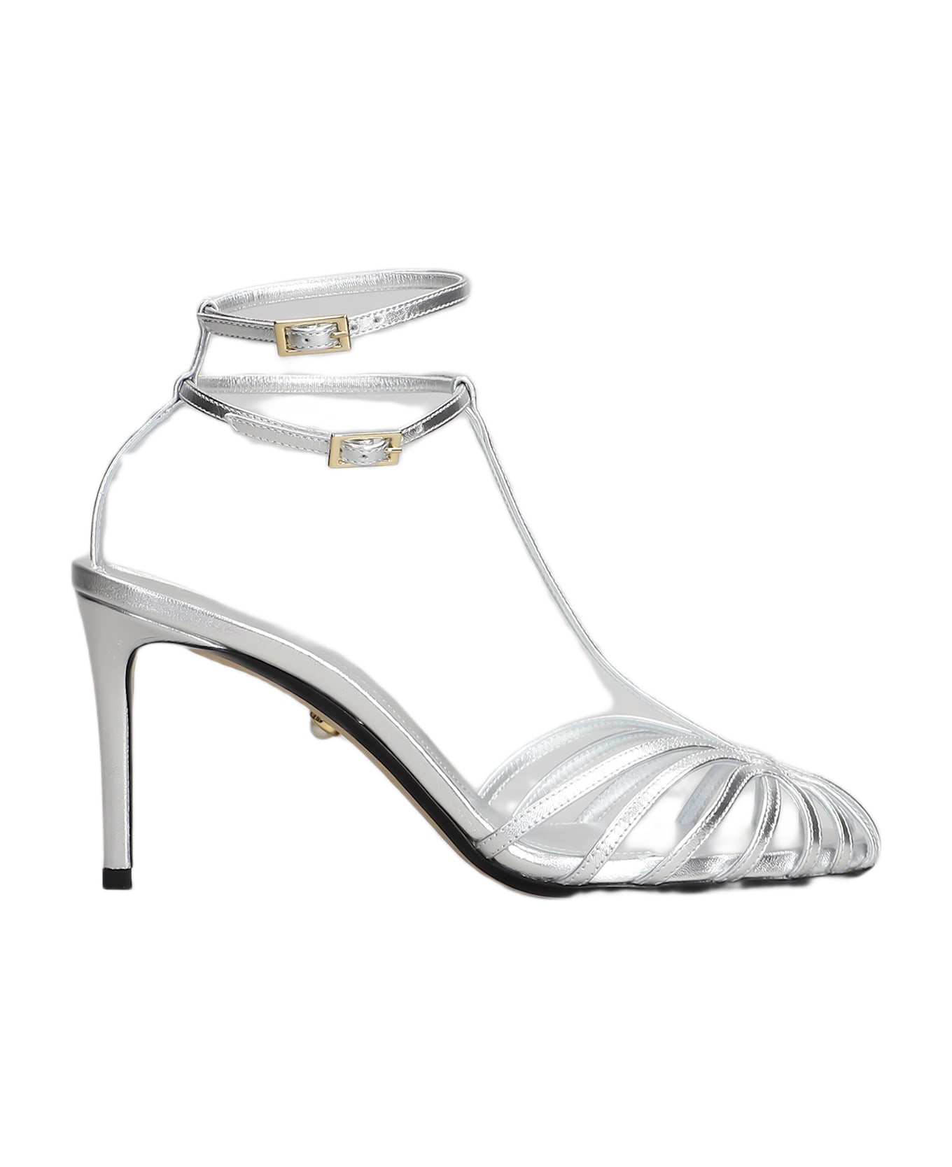 Alevì Anna 80 Sandals In Silver Leather - silver