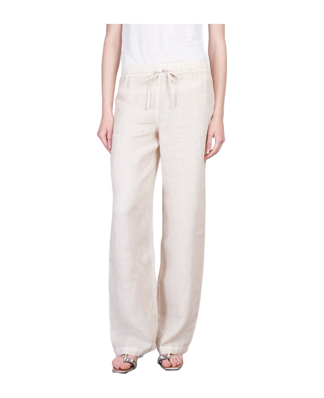 120% Lino Pants In Beige Linen - beige