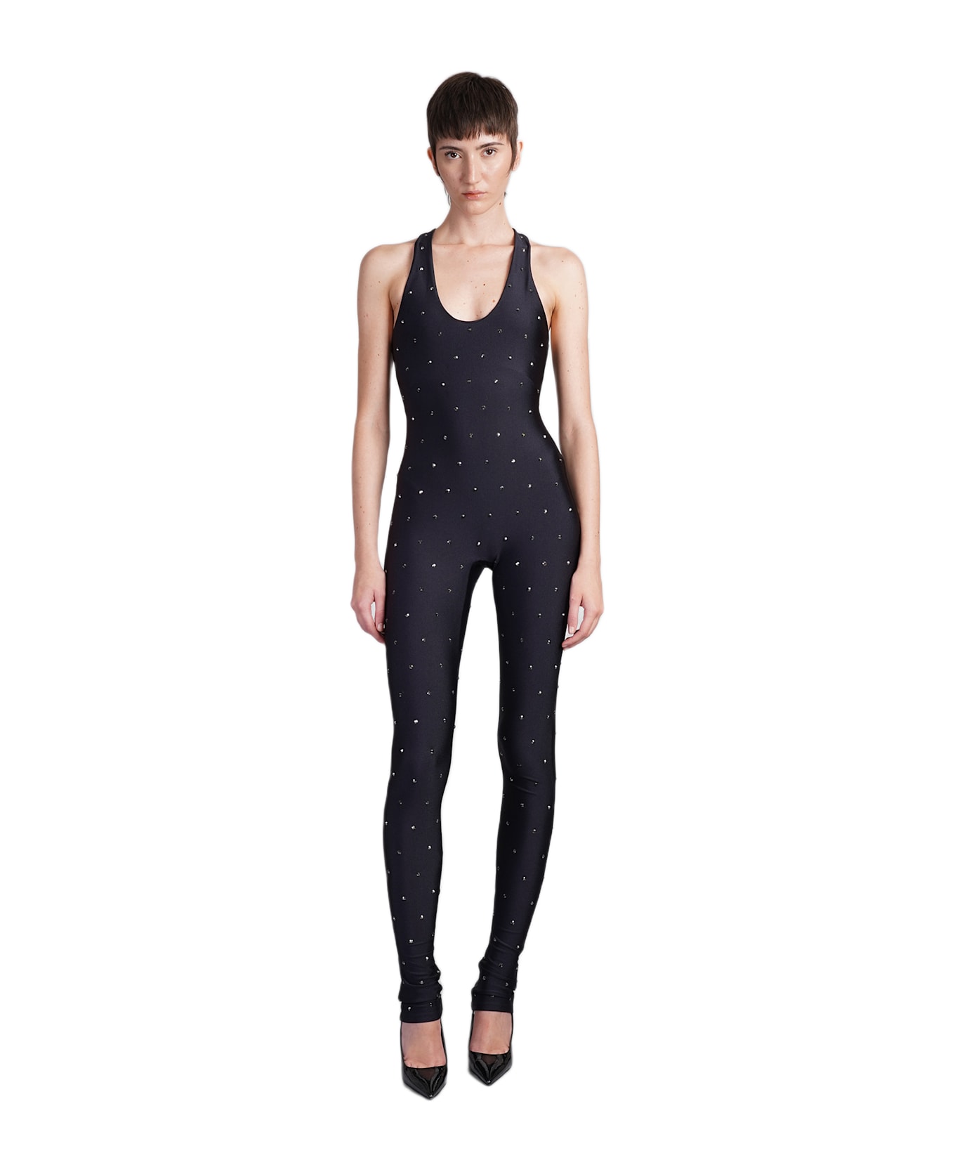 The Andamane Tess Crystal Jumpsuit In Black Polyamide - black