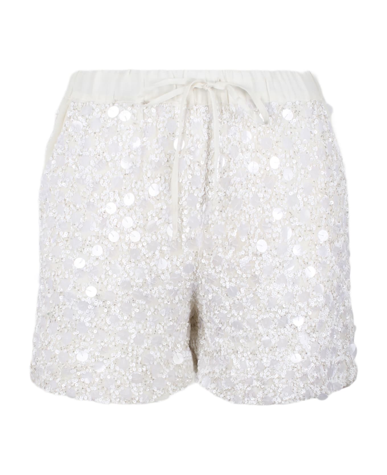 Parosh White Shorts Wtih Sequins - White