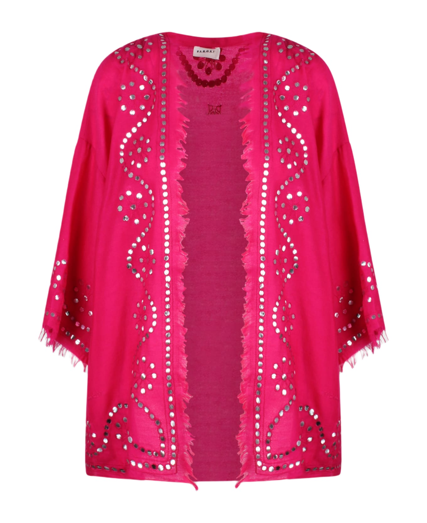 Parosh Within Embroidered Cardigan - Pink & Purple