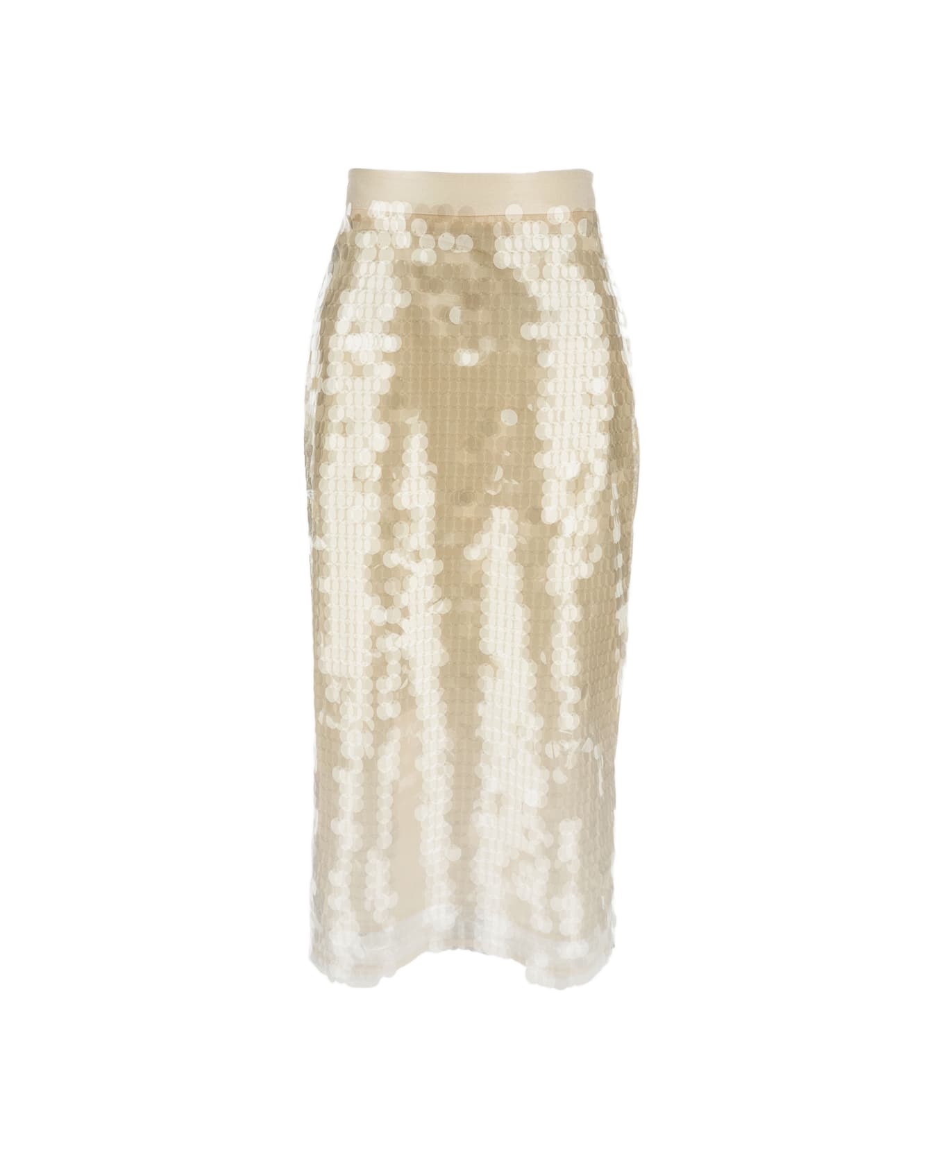 Lorena Antoniazzi Paillettes Midi Skirt - Beige