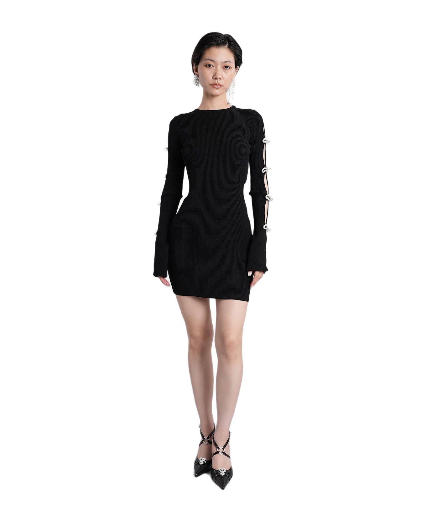 Mach & Mach Mini Dress In Black Viscose - black