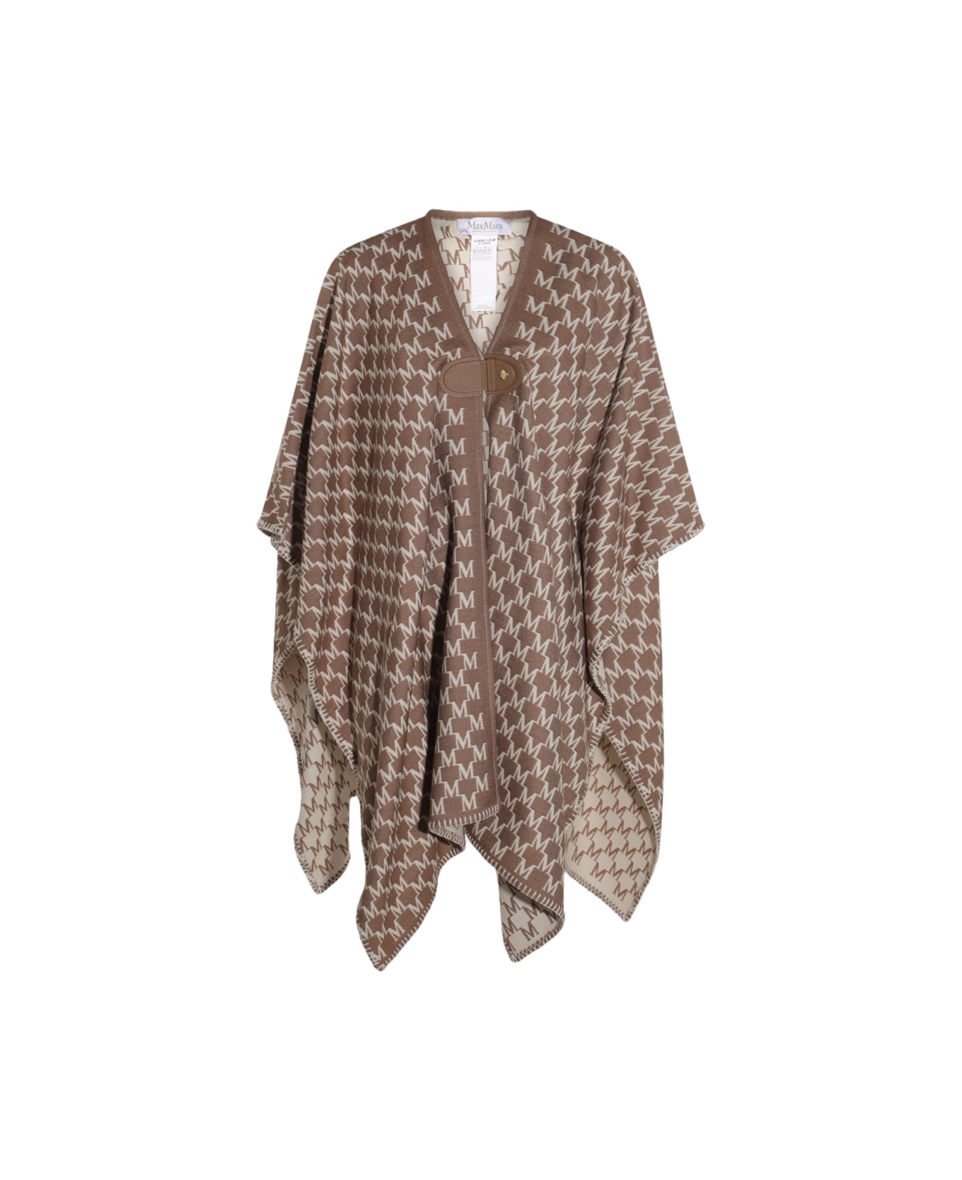Max Mara Beige Wool Scarves - BIANCO/NOCE