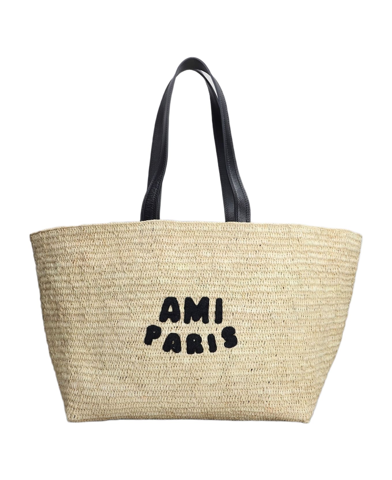 Ami Alexandre Mattiussi Tote In Beige Raffia - beige