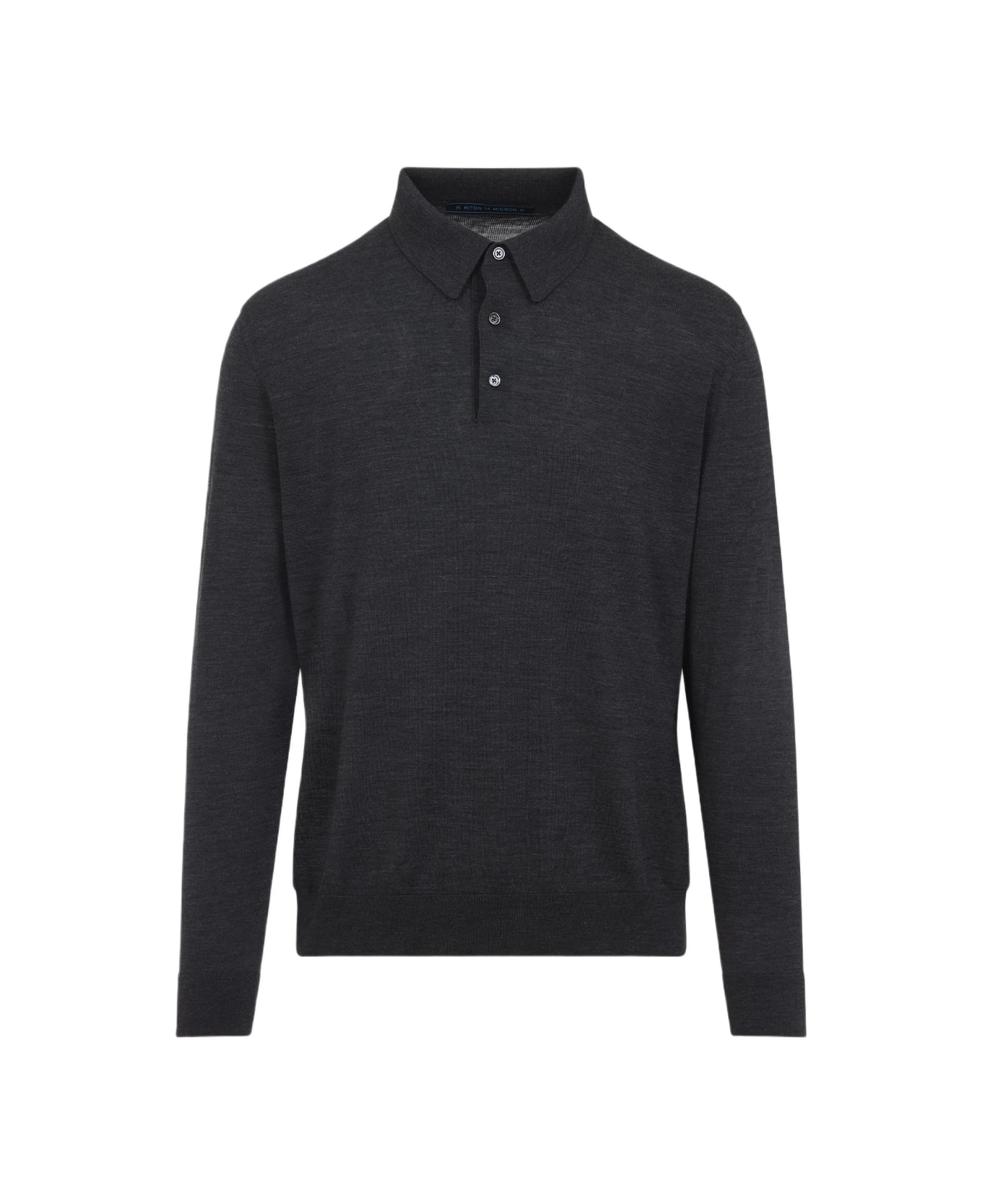 Kiton Wool Polo - Medium Grey Melange