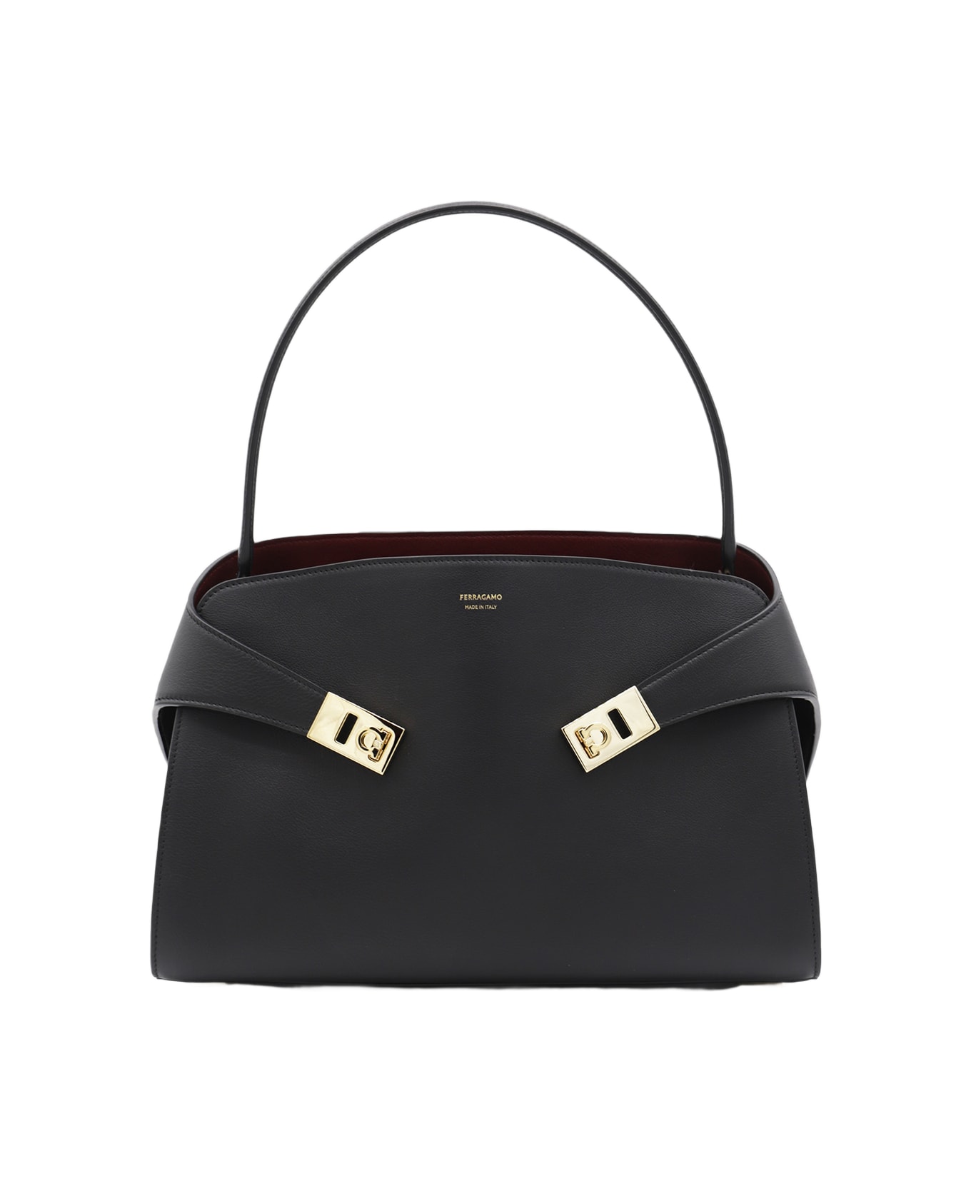Ferragamo Black Leather Top Handle Bag - Black