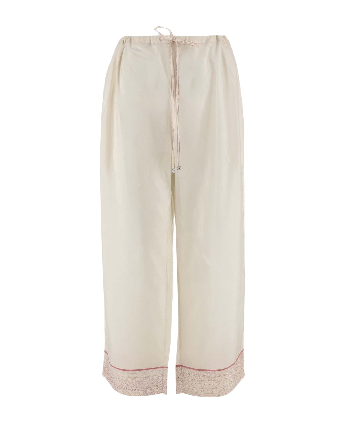Péro Pants Made Of Pure Silk - Ivory ボトムス