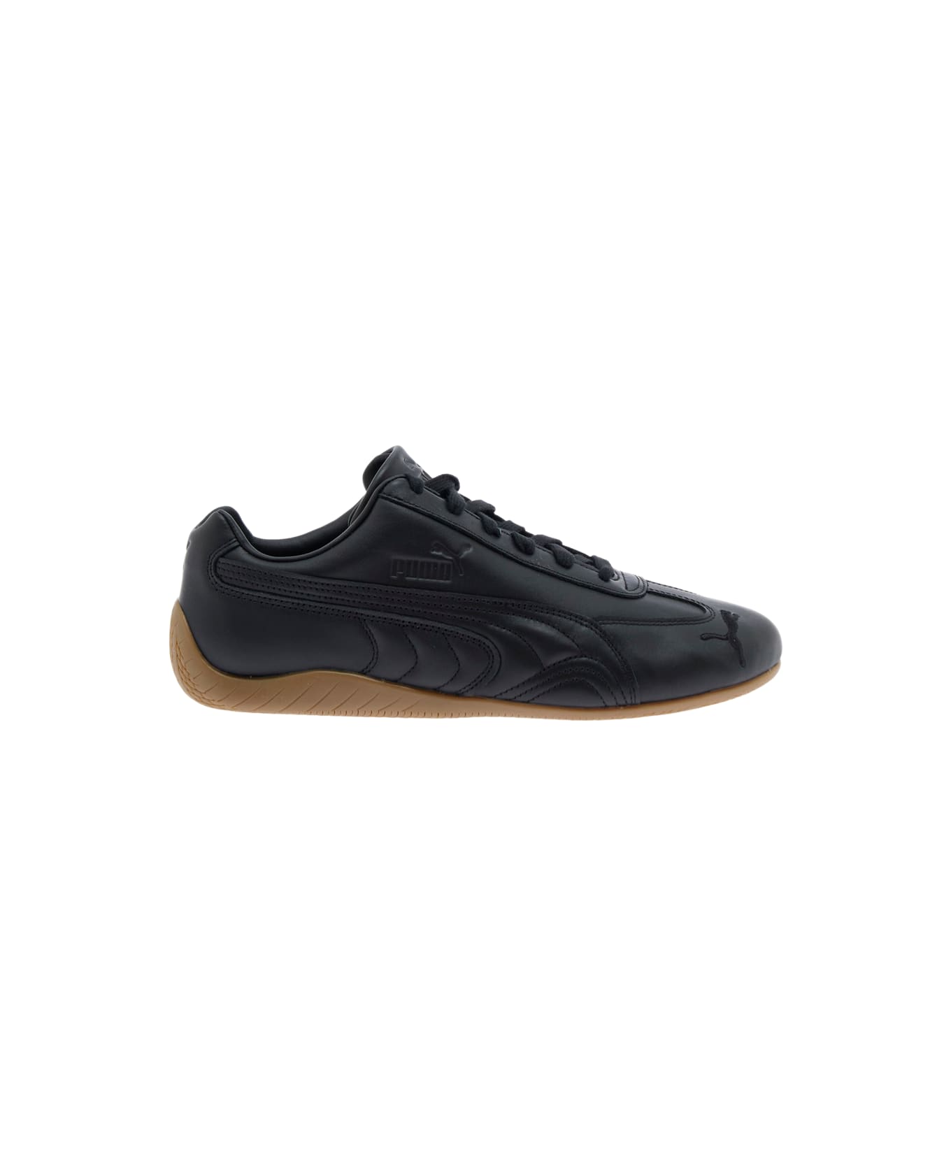Puma 
speedcat
 Black Low Top Sneakers With Embossed Logo On The Tongue And Contrasting Sole In Leather Unisex - Black