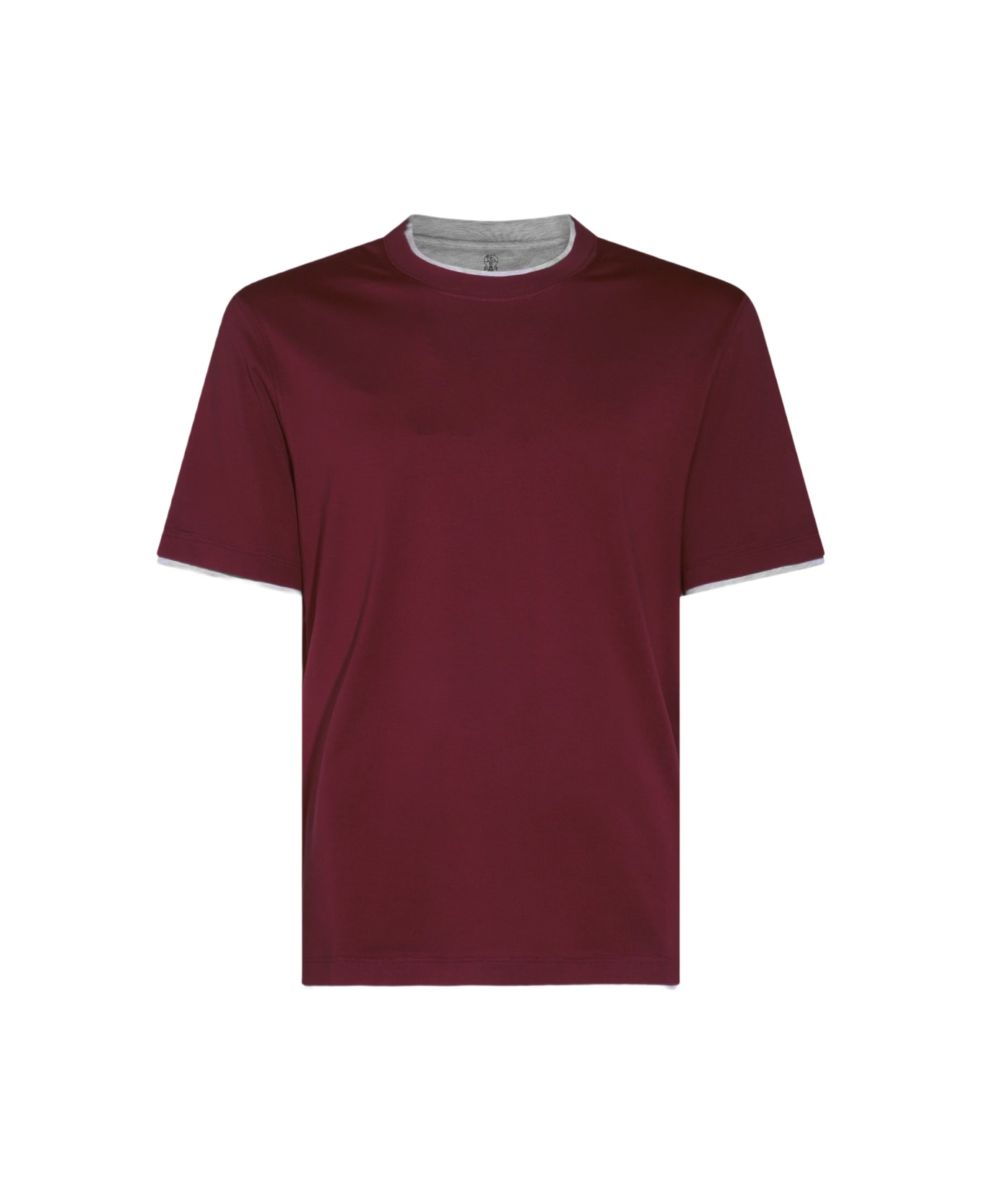 Brunello Cucinelli Dark Red Cotton T-shirt - Bordeaux
