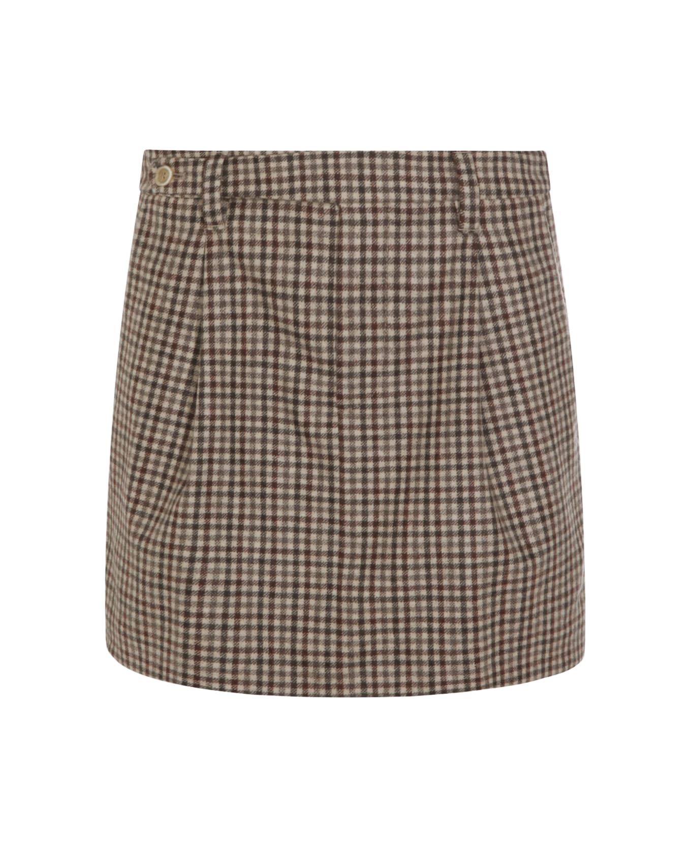 Brunello Cucinelli Brown Wool Skirt - BEIGE/MARRONE/BROWN
