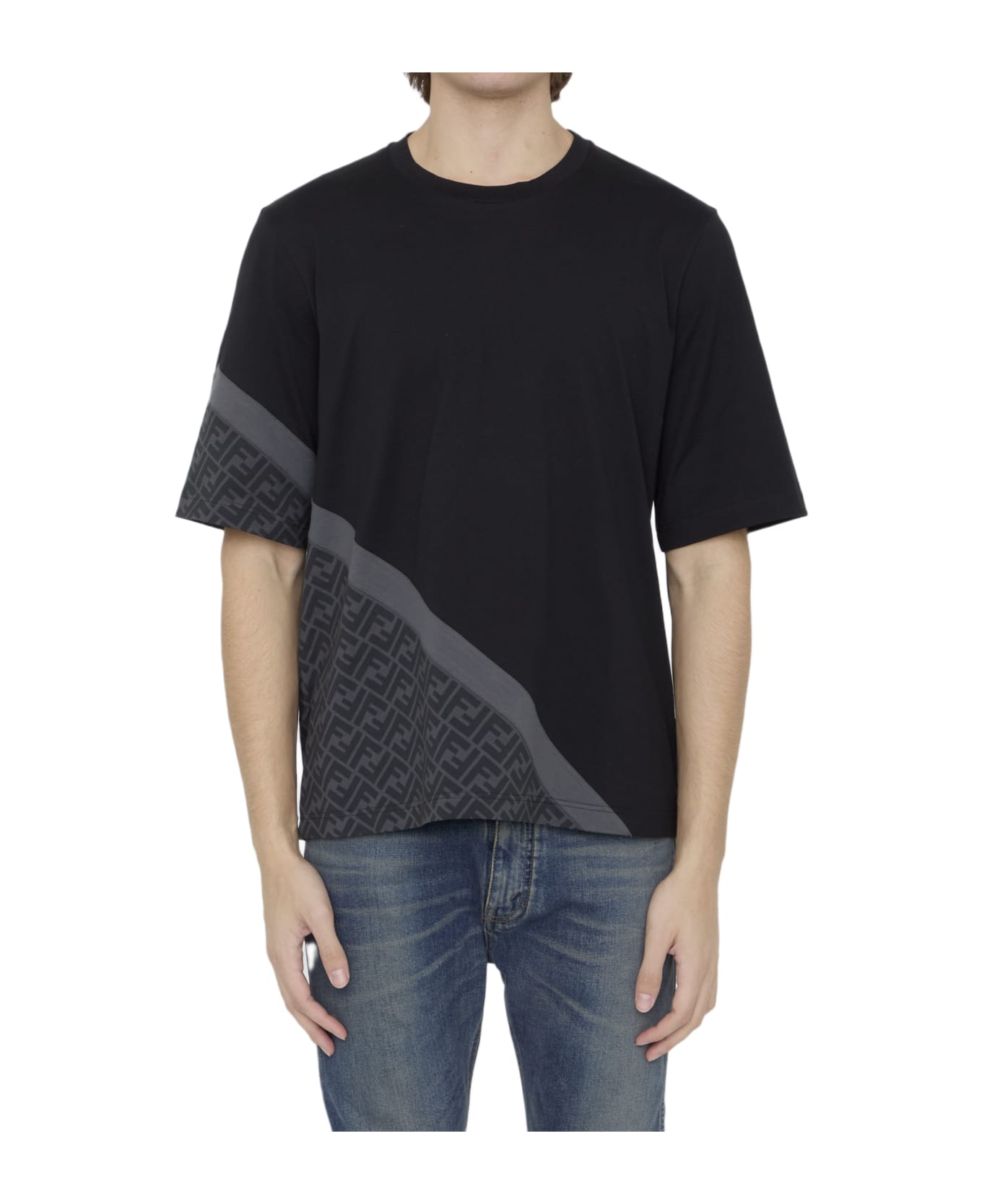 Fendi Diagonal Jersey T-shirt - Black