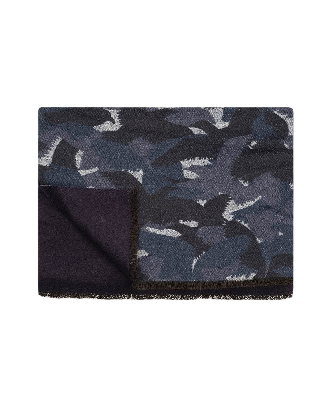 Larusmiani Camouflage Scarf Scarf - MidnightBlue スカーフ